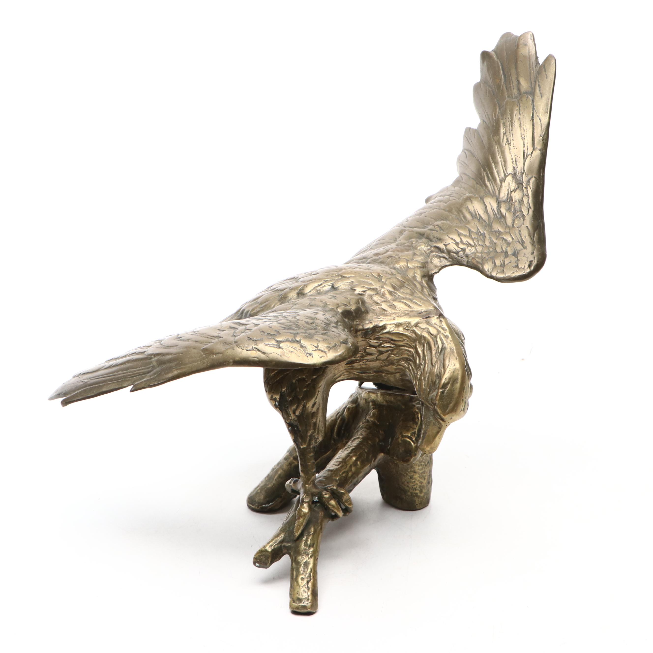Brass Finished Eagle Sculpture, Mid-20th Century