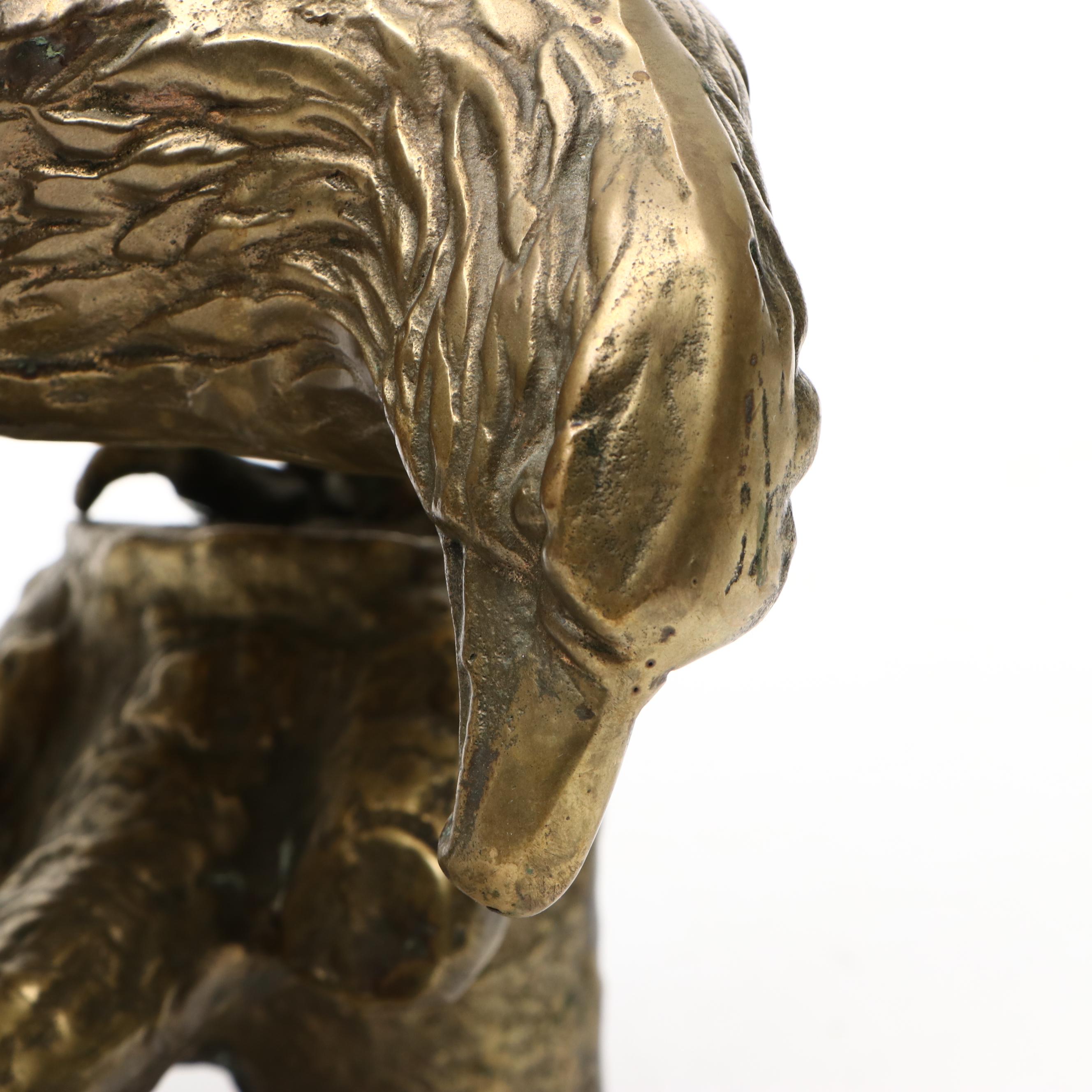 Brass Finished Eagle Sculpture, Mid-20th Century