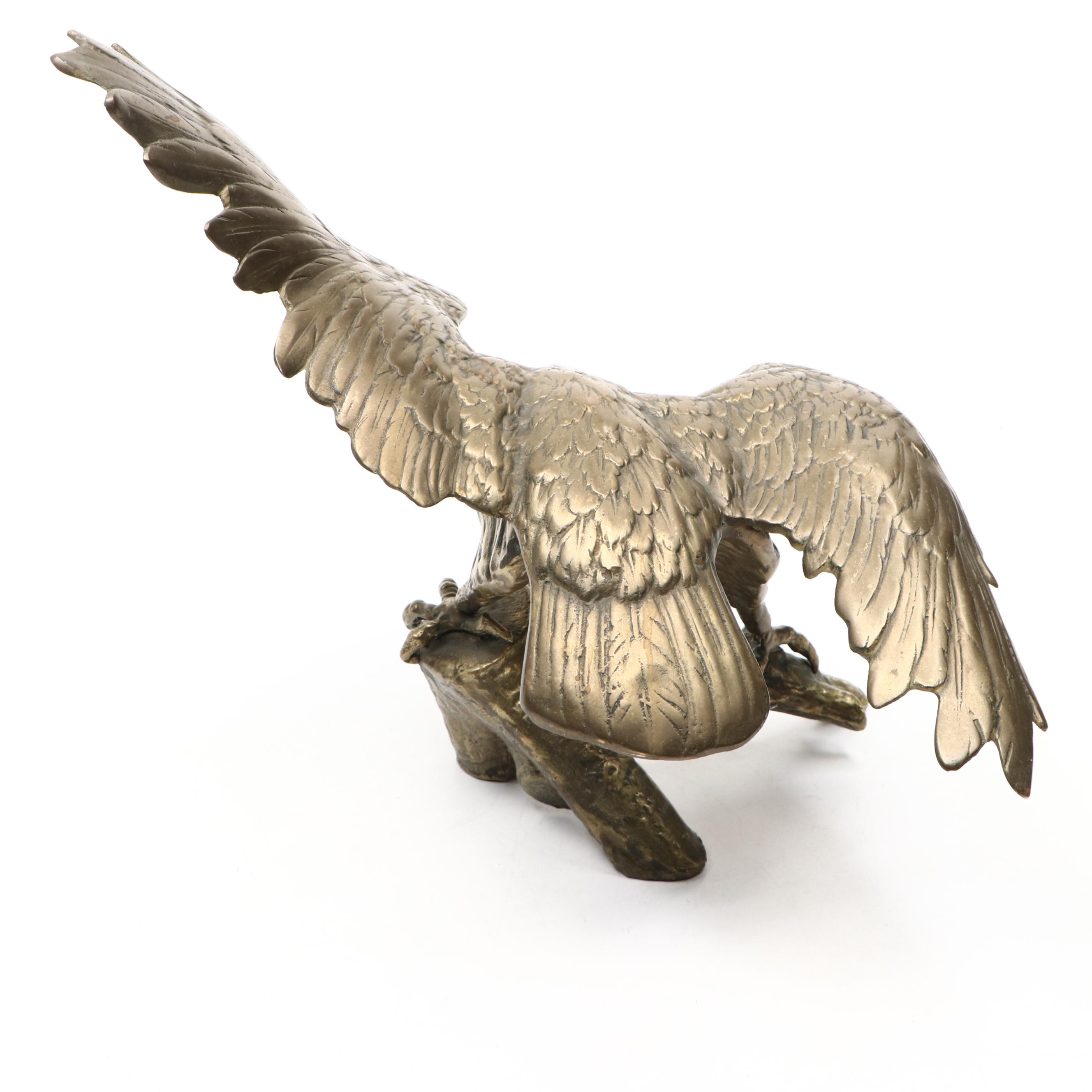 Brass Finished Eagle Sculpture, Mid-20th Century