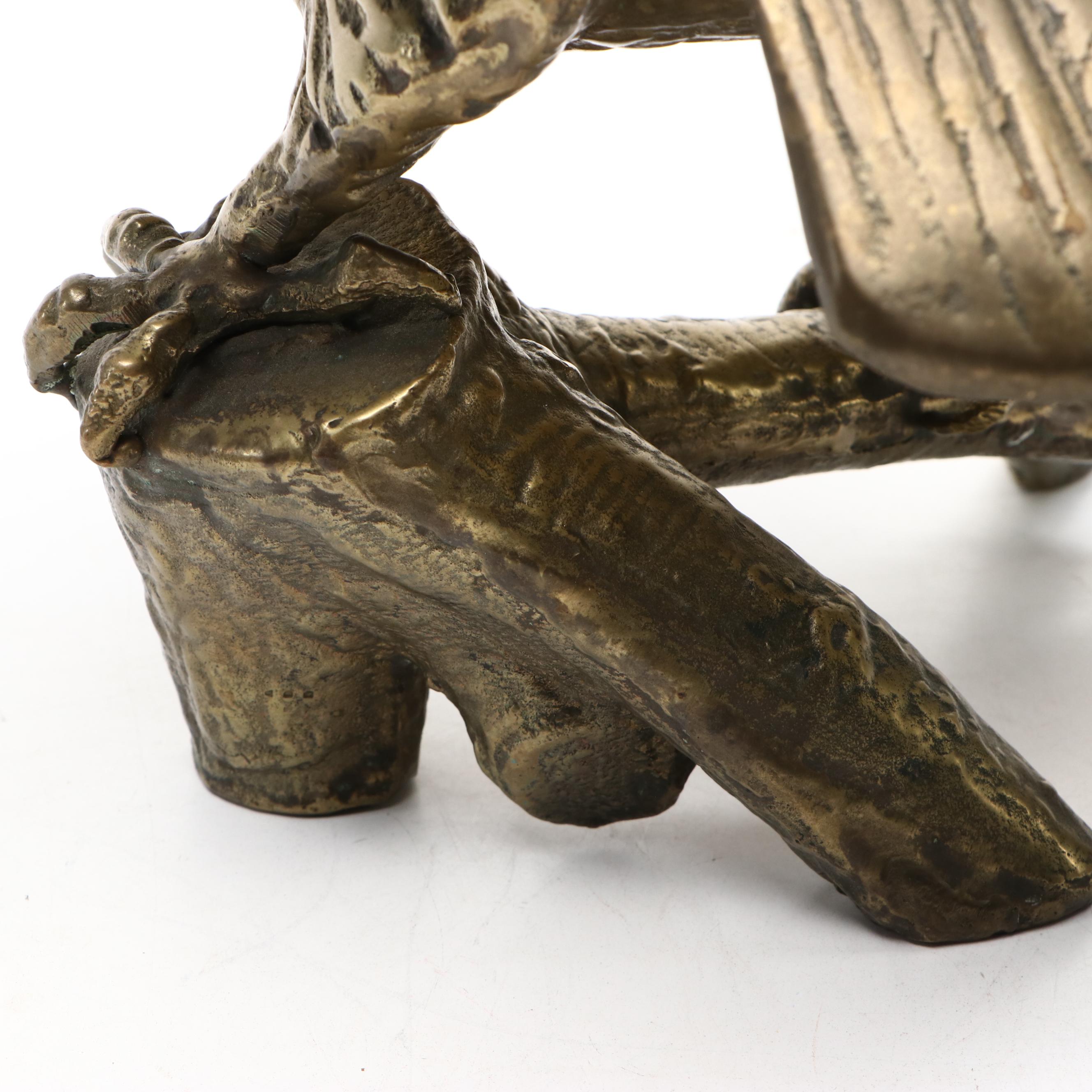 Brass Finished Eagle Sculpture, Mid-20th Century