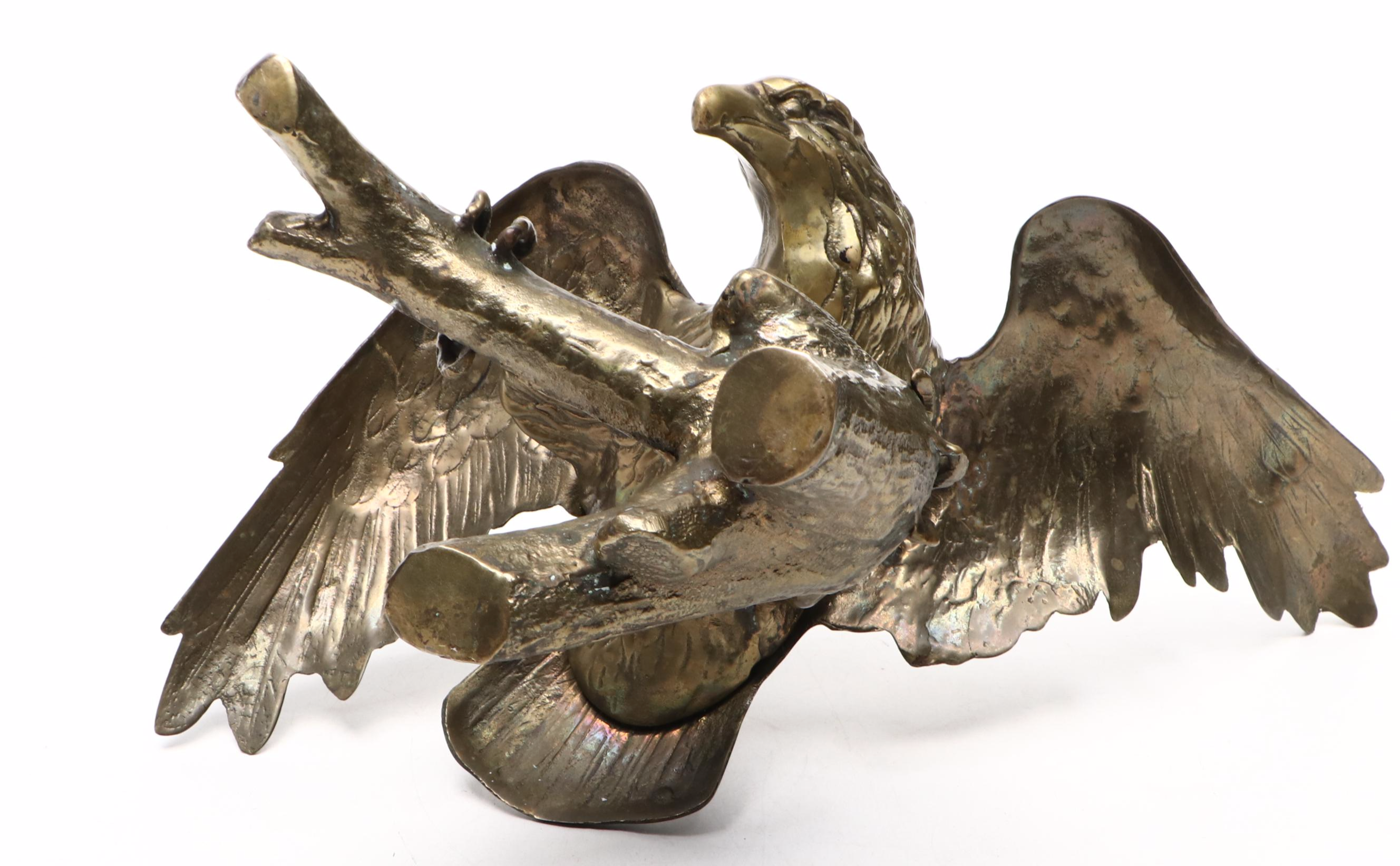 Brass Finished Eagle Sculpture, Mid-20th Century