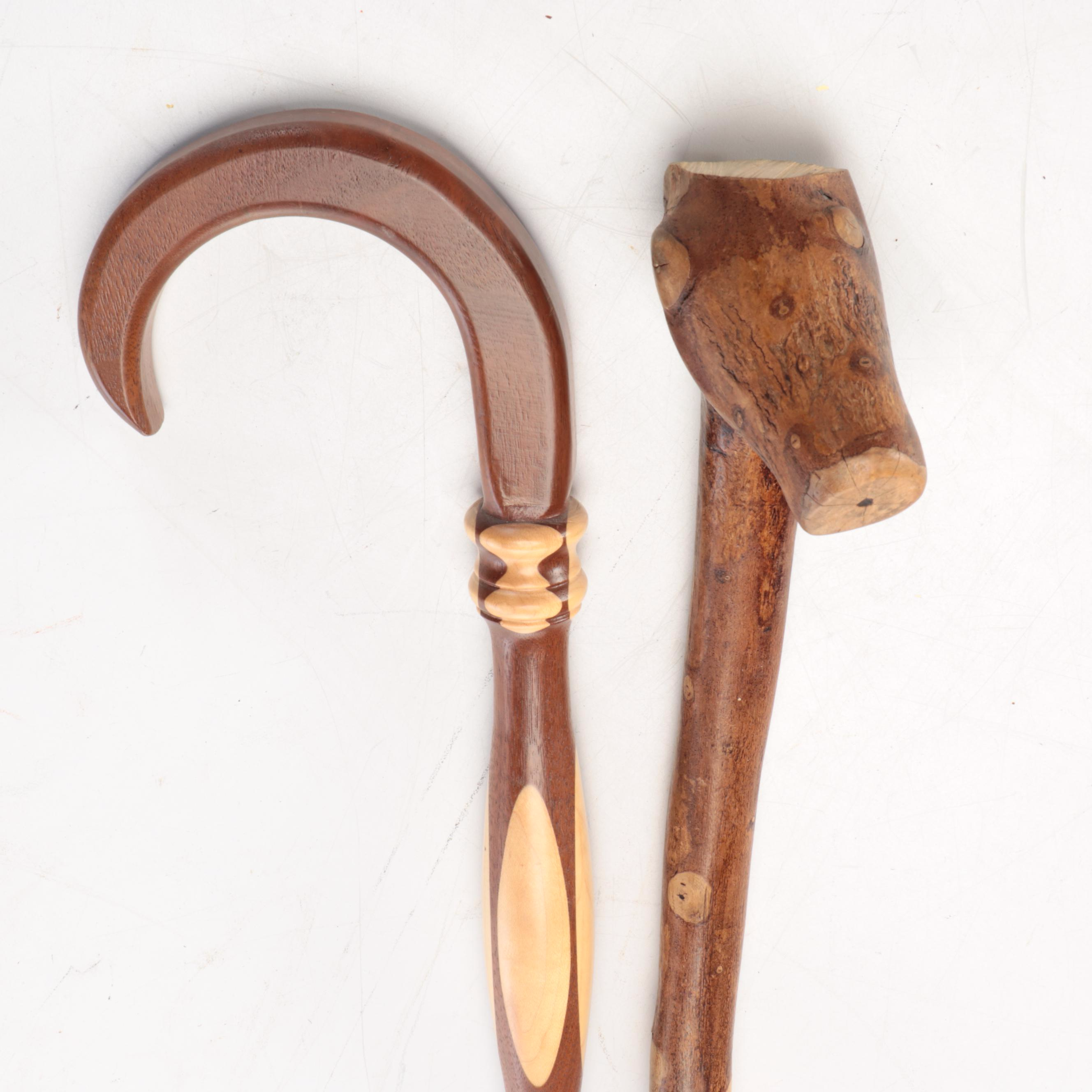 Hand-Carved Wooden Walking Sticks