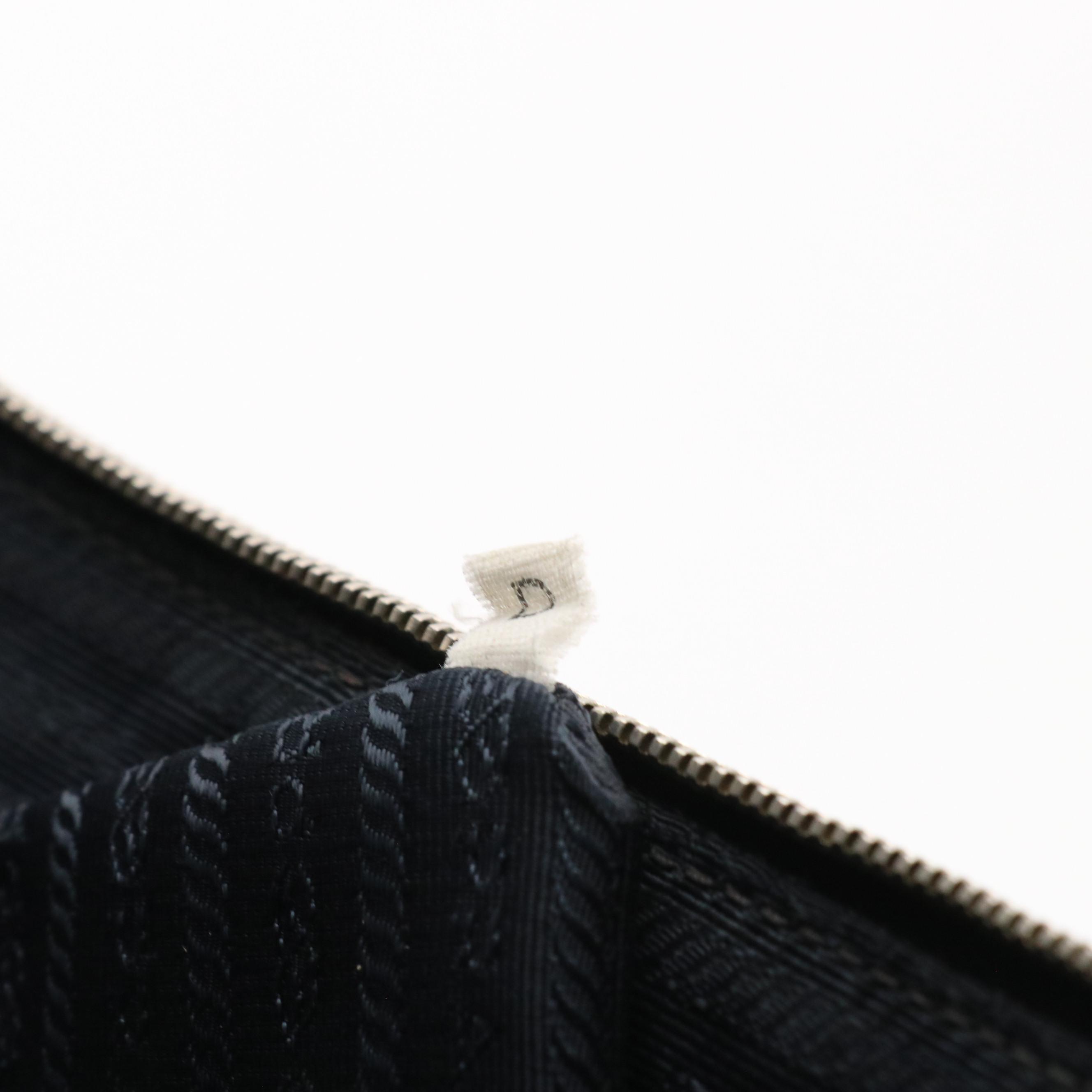 Prada Dark Blue Saffiano Leather Zip Around Briefcase