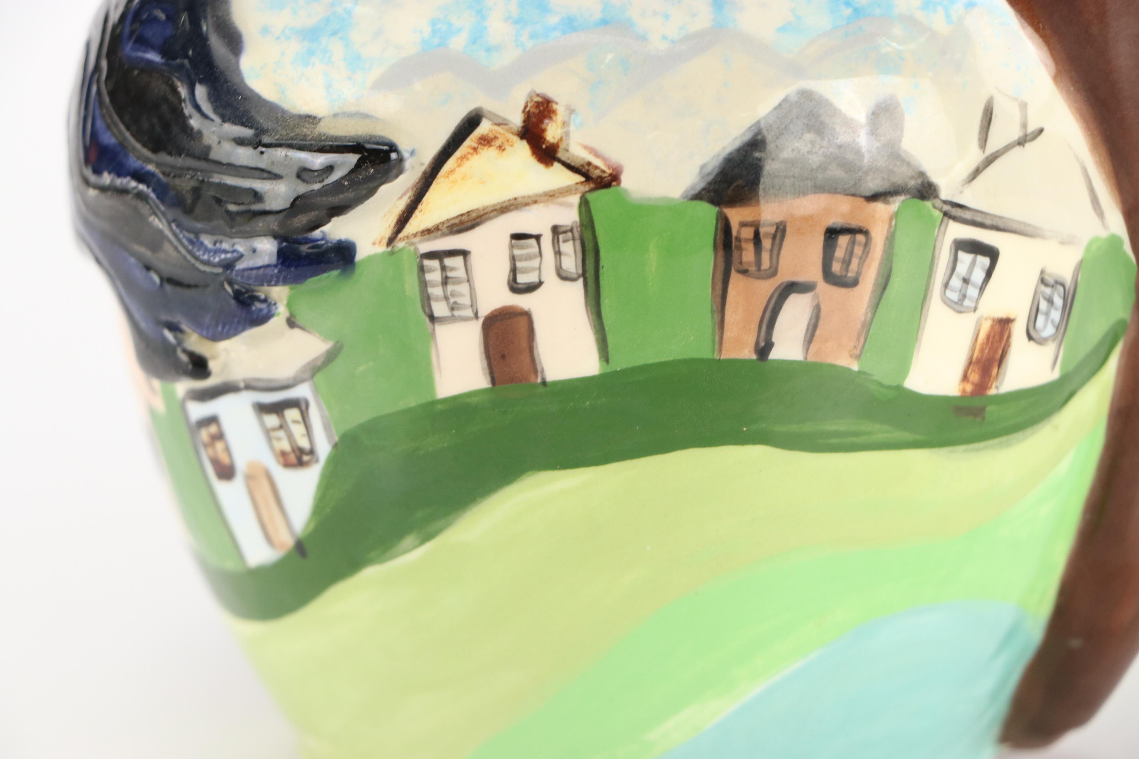 Lady Godiva on Horse Ceramic Vase, Italian Toleware Candlesticks, with Party Cow