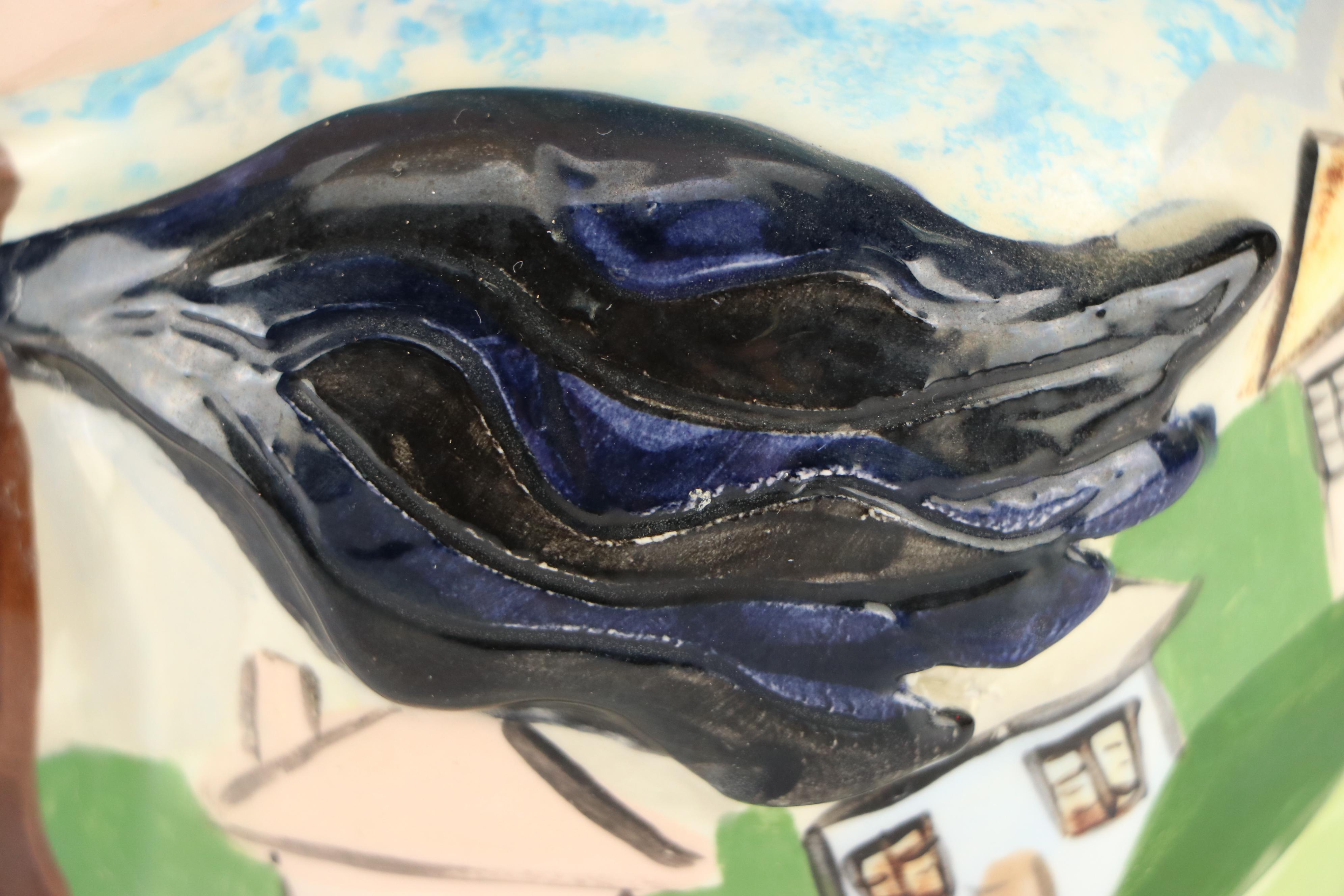 Lady Godiva on Horse Ceramic Vase, Italian Toleware Candlesticks, with Party Cow