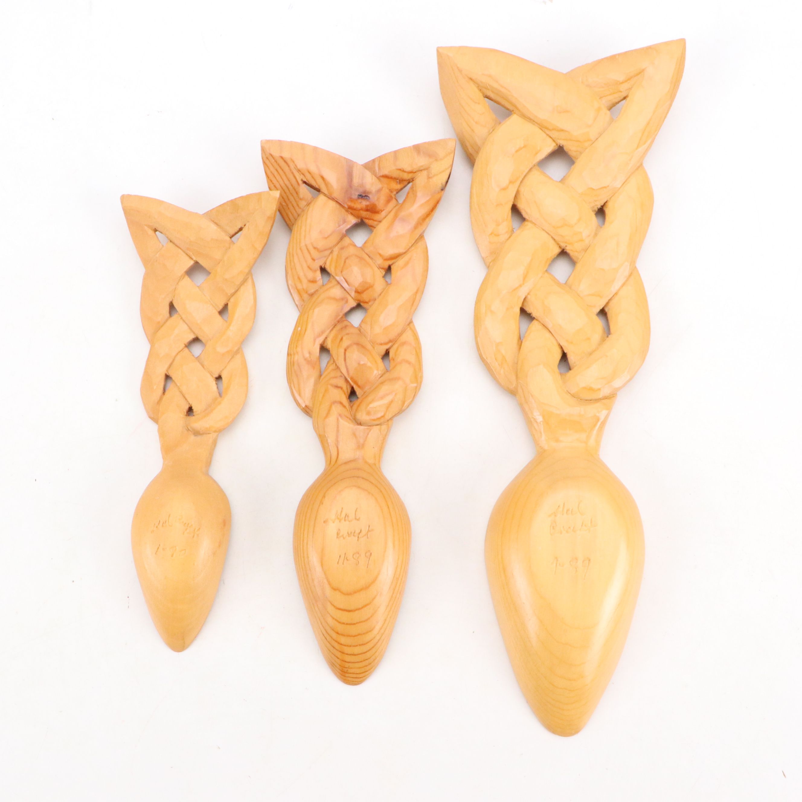 Continental Folk Art Horse Shepherd's Cup with Hand-Carved Wooden Spoons, 1980s