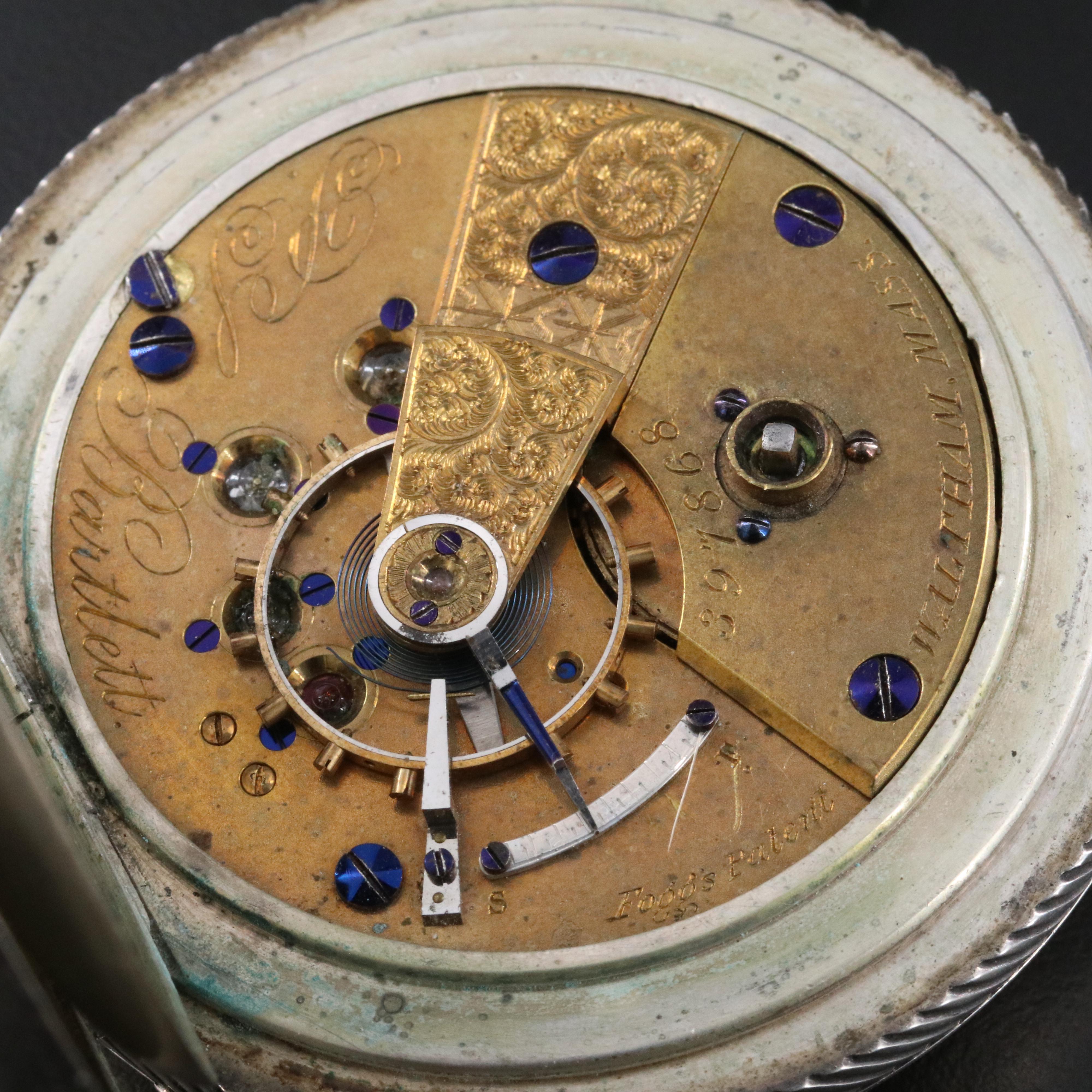 Waltham American Watch Co. 850 Silver Key Wind and Set Pocket Watch