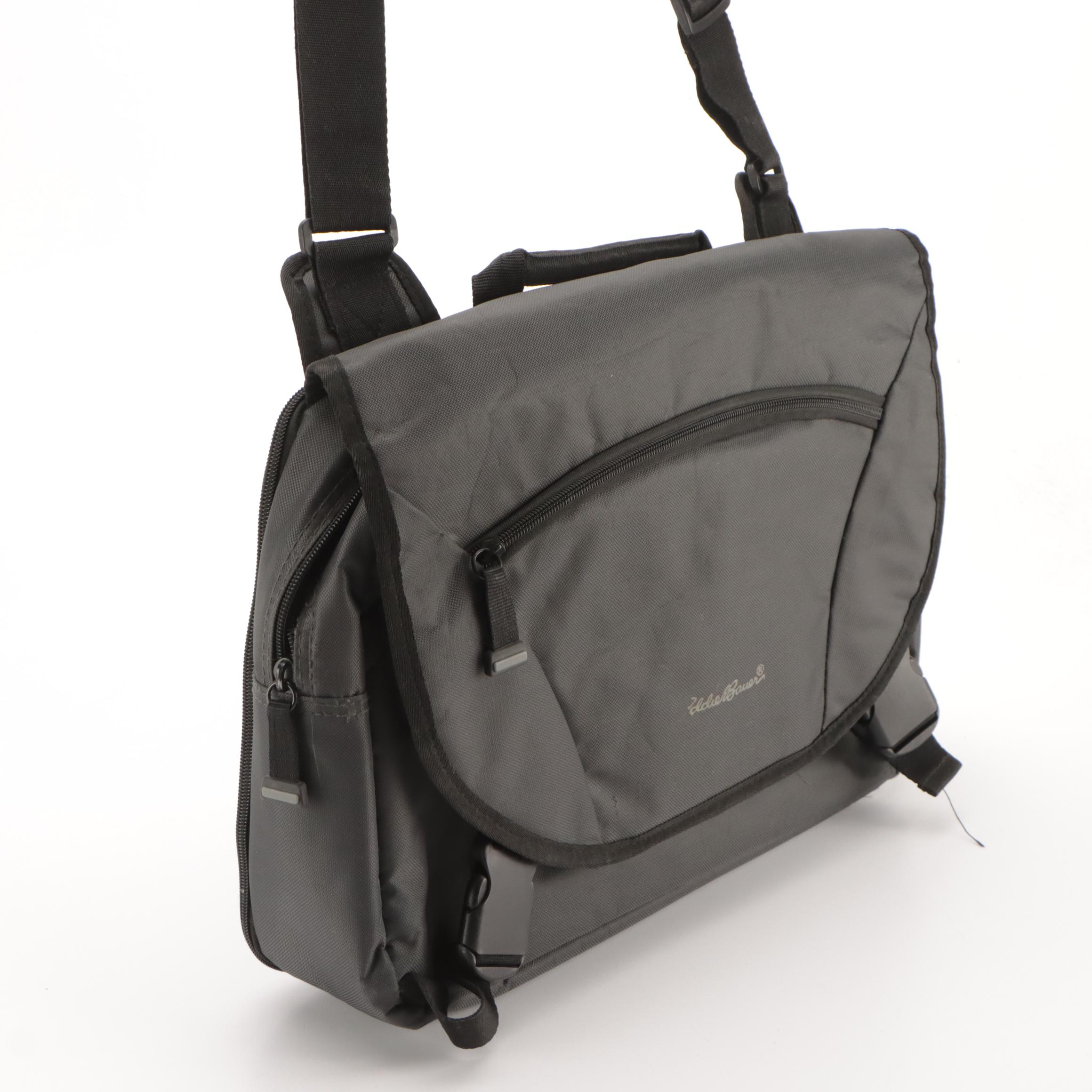 Eddie Bauer Padded Messenger Bag in Grey Nylon