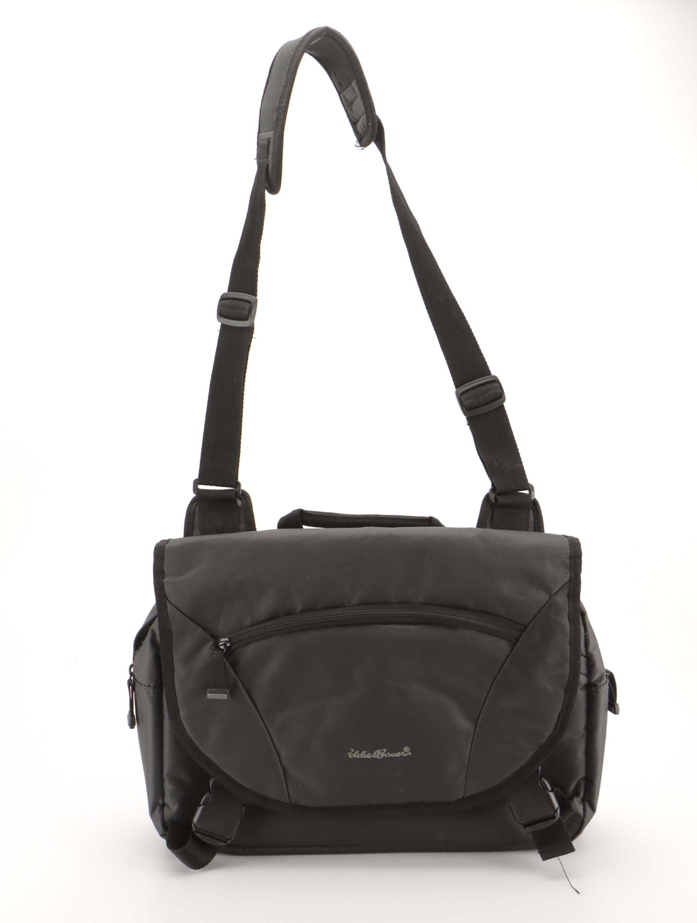 Eddie Bauer Padded Messenger Bag in Grey Nylon