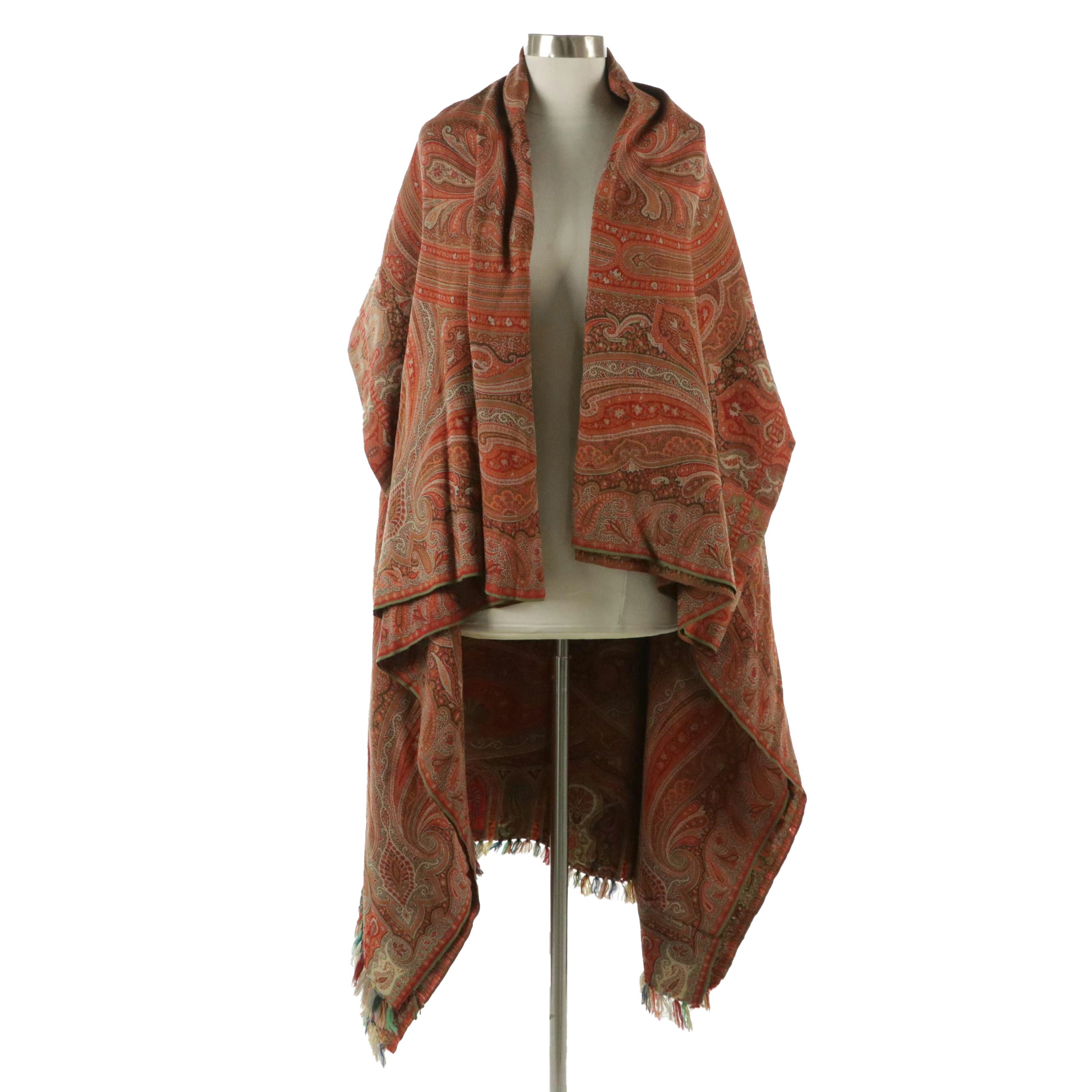 Kashmir Paisley Wool Shawl, Mid to Late 19th Century