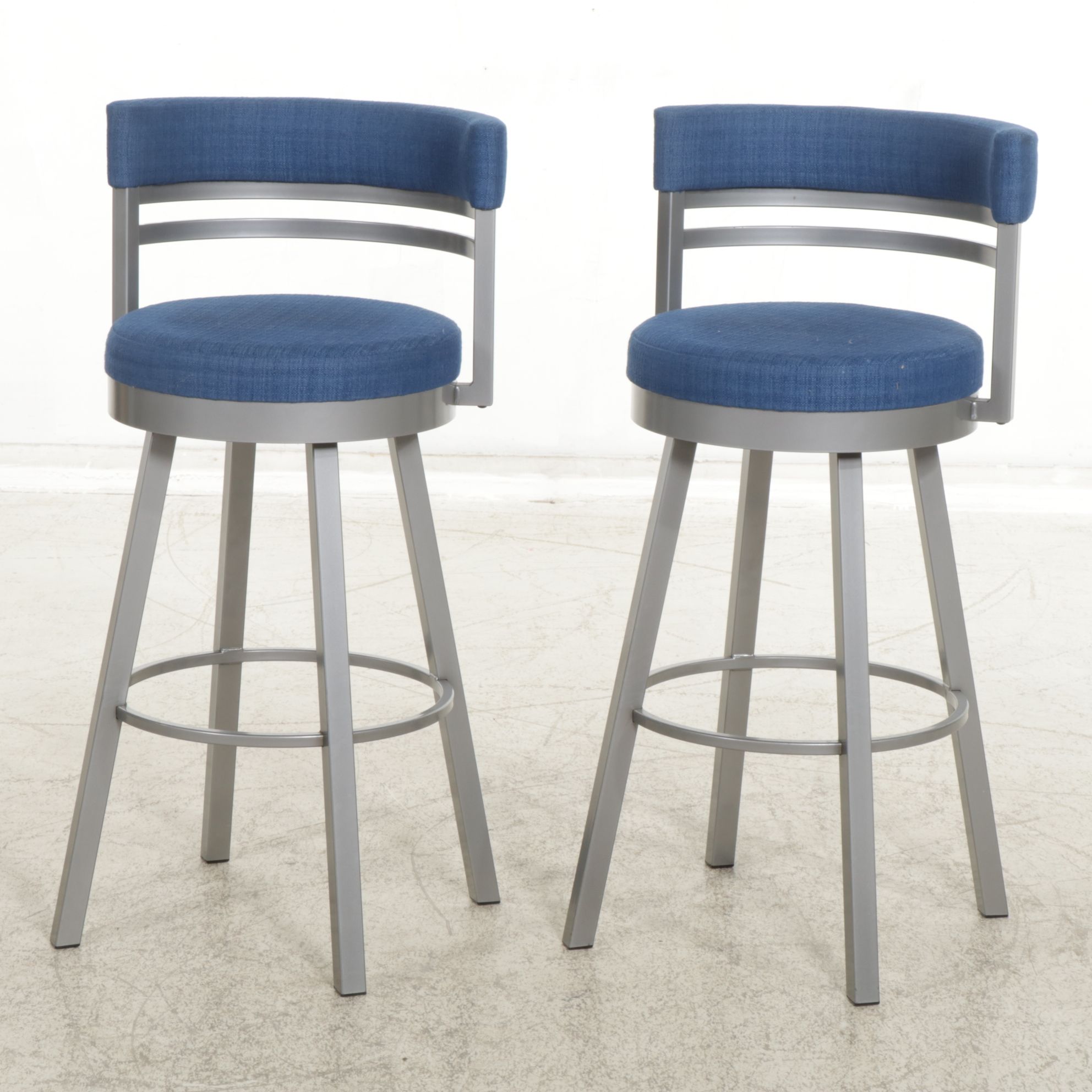 Amisco Metal Framed Swivel Barstools, Pair, 21st Century