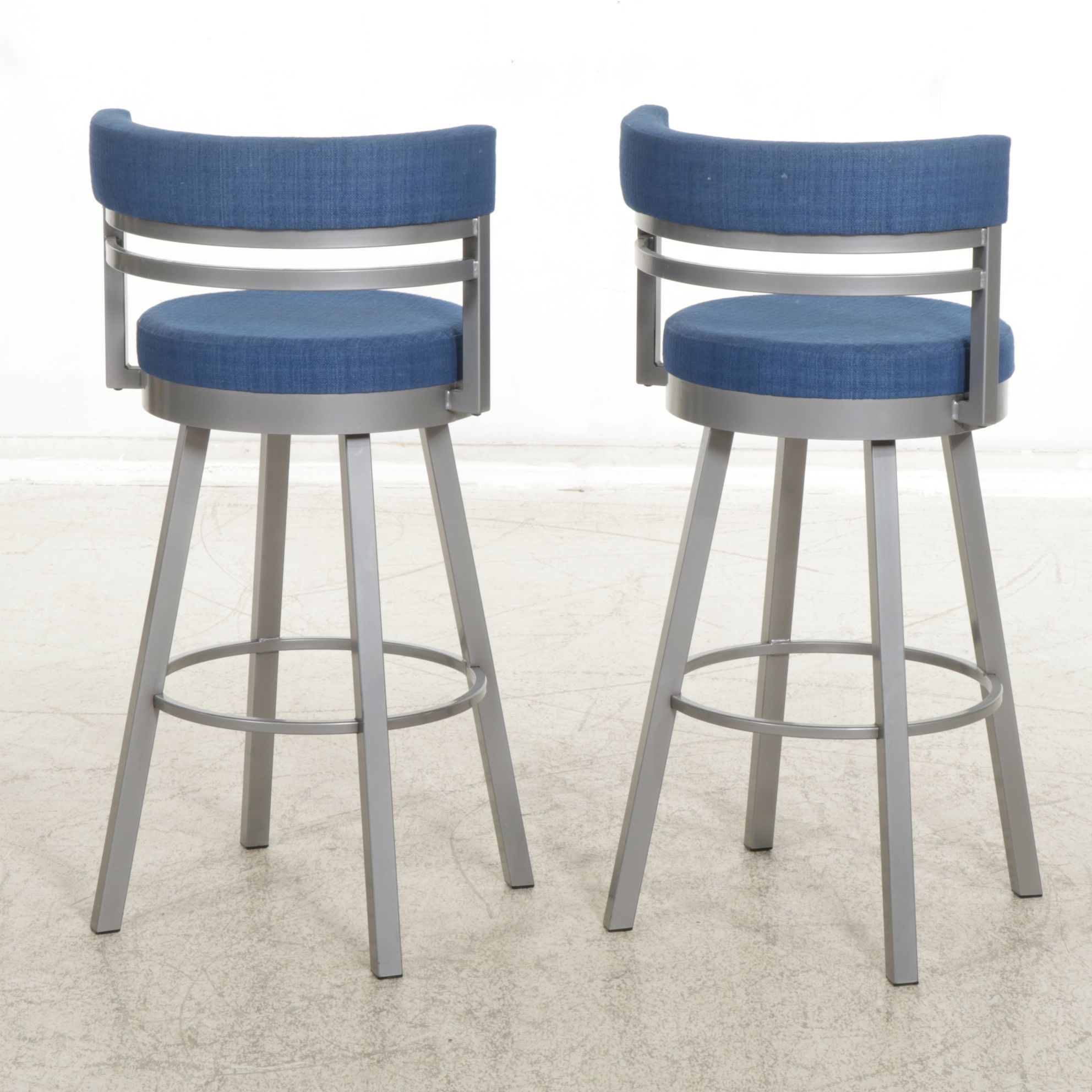 Amisco Metal Framed Swivel Barstools, Pair, 21st Century