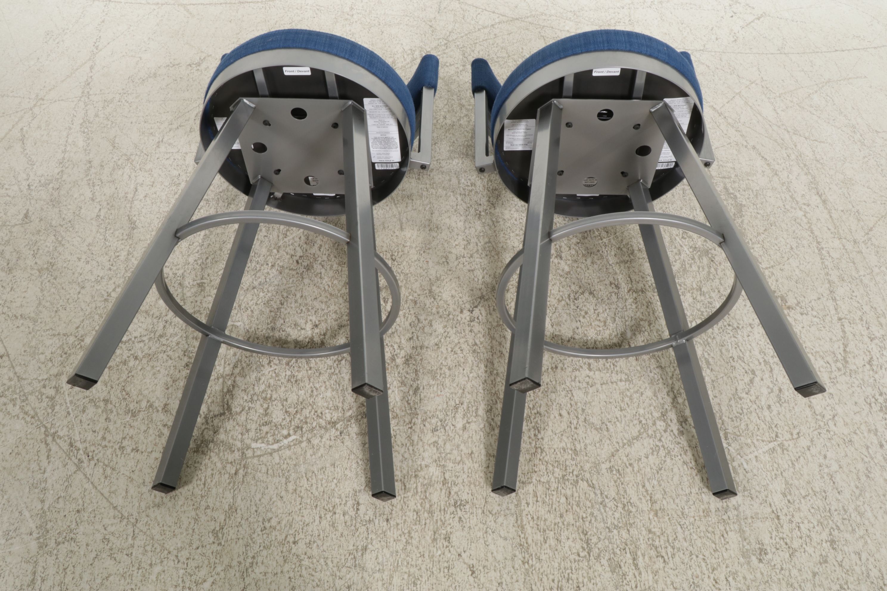 Amisco Metal Framed Swivel Barstools, Pair, 21st Century