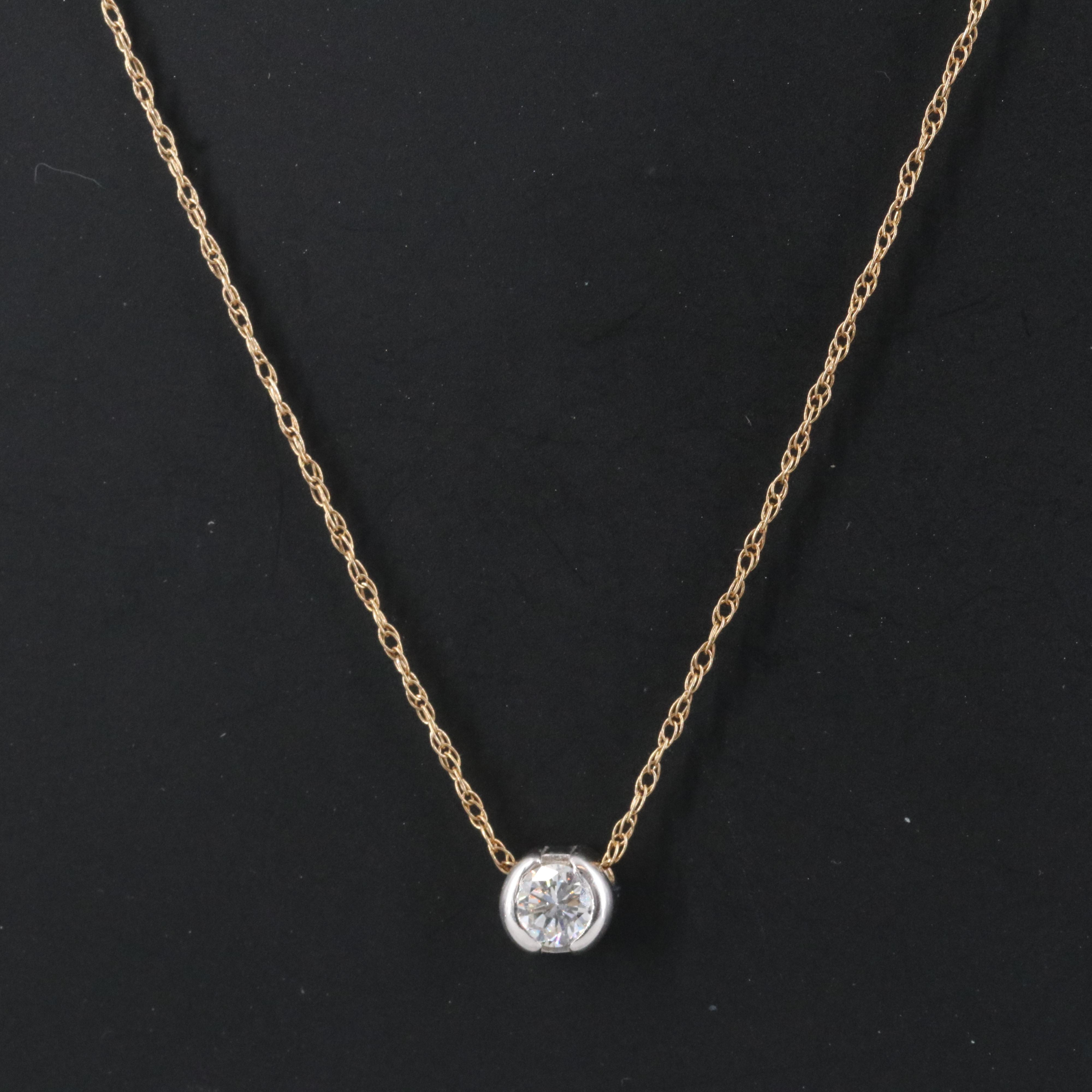 14K 0.33 CT Diamond Pendant Necklace