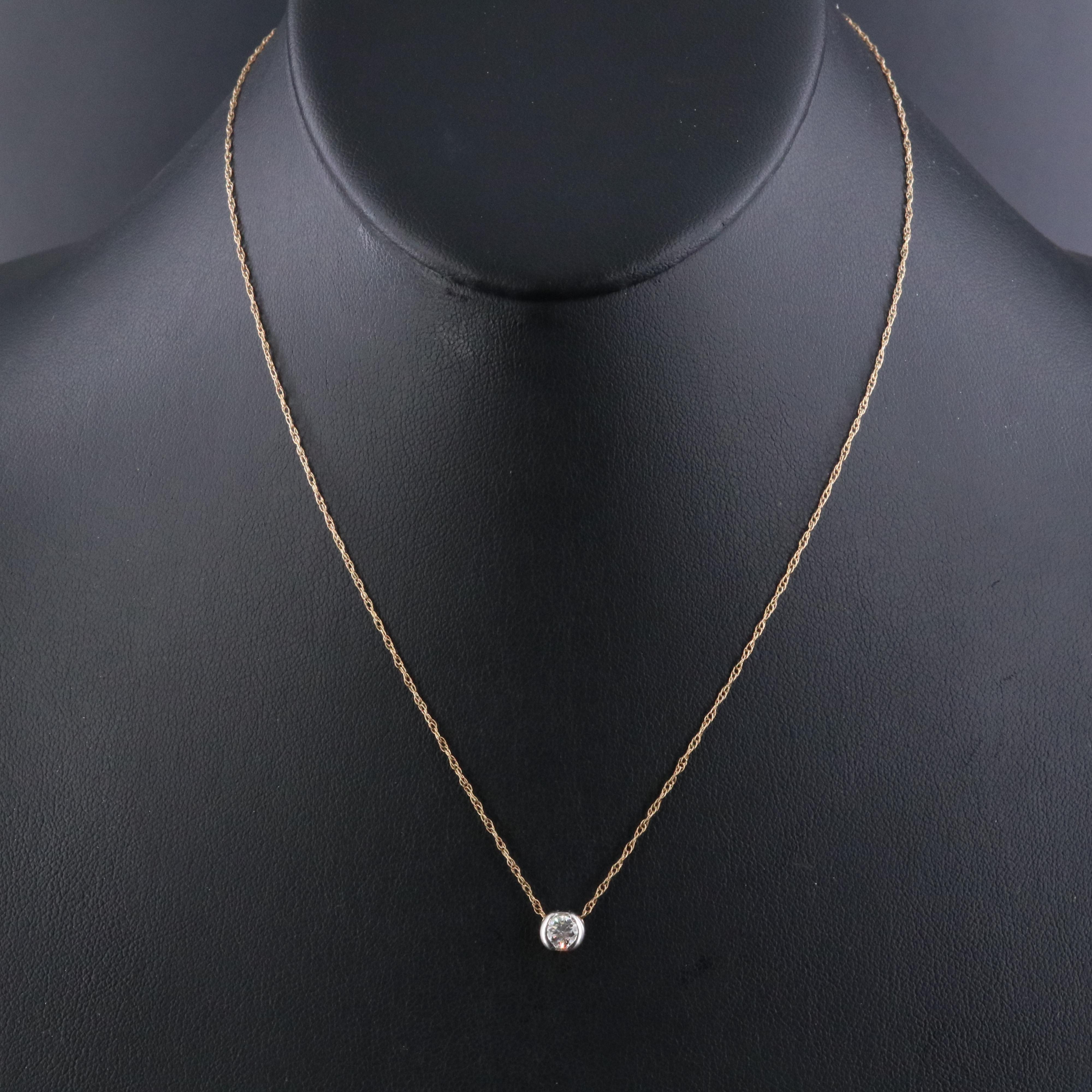 14K 0.33 CT Diamond Pendant Necklace