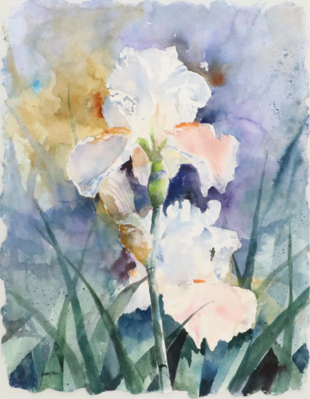 Henry Bell Floral Watercolor Painting "Back Together," Late 20th Century