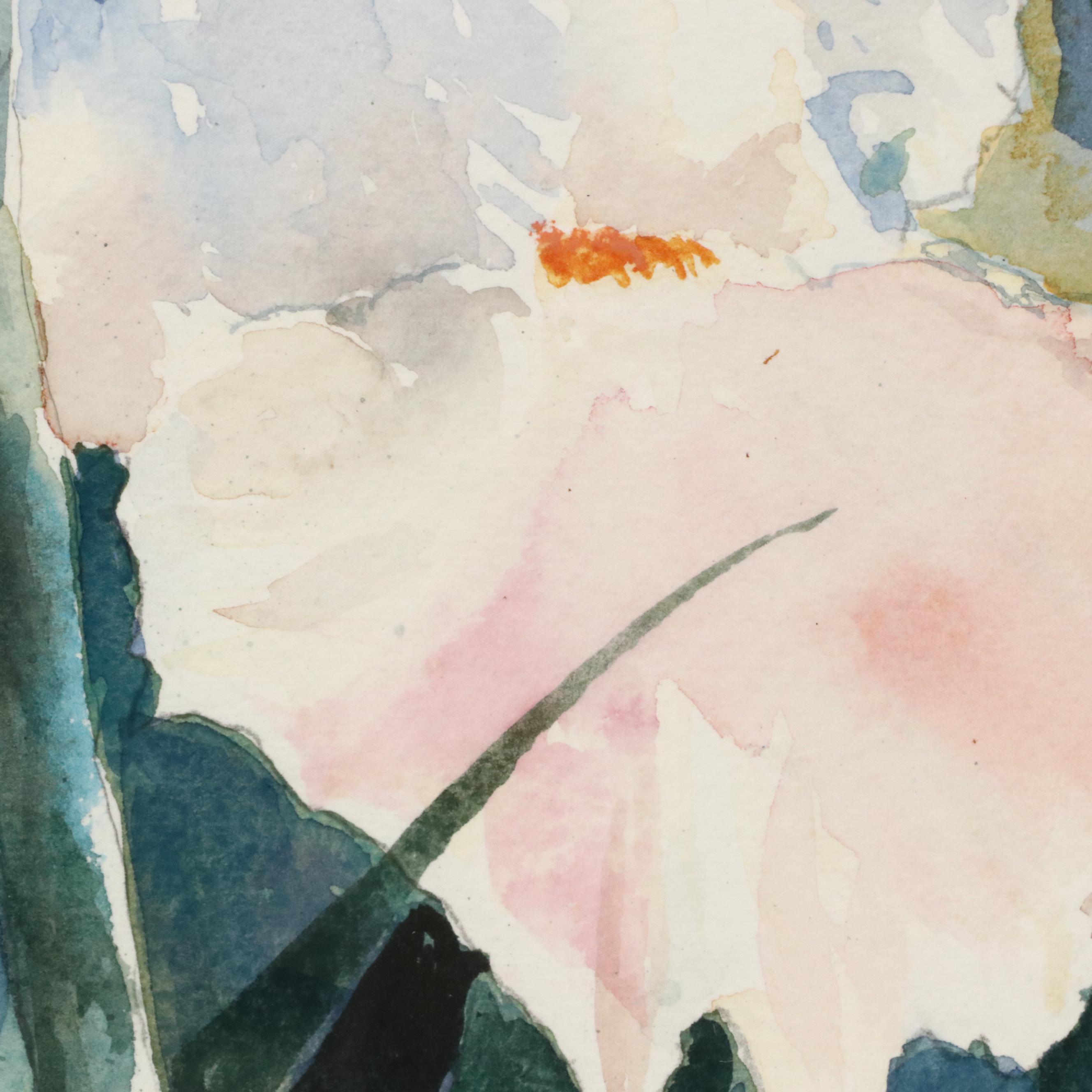 Henry Bell Floral Watercolor Painting "Back Together," Late 20th Century