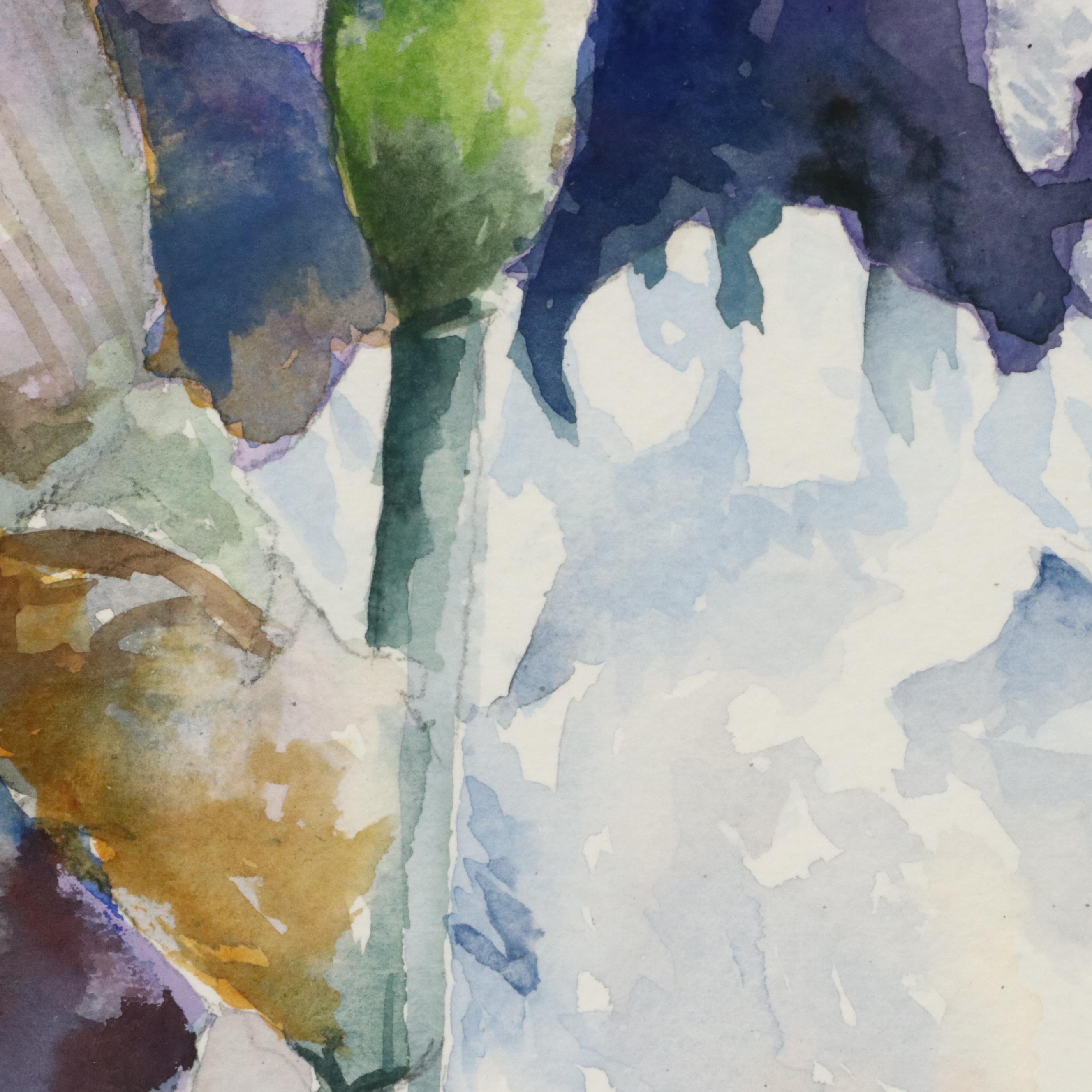 Henry Bell Floral Watercolor Painting "Back Together," Late 20th Century