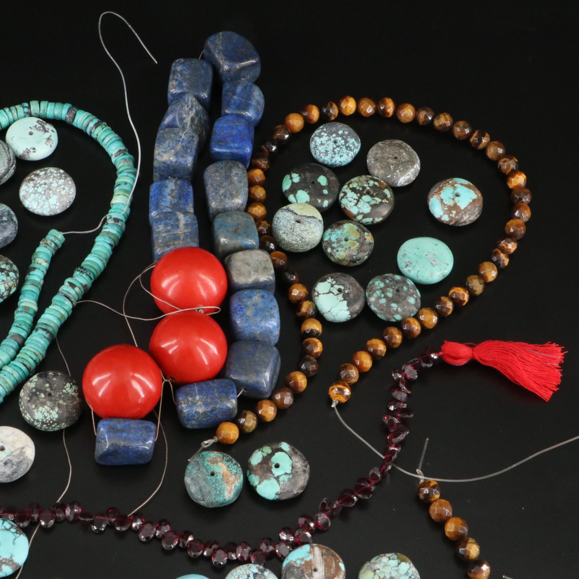 Turquoise, Jasper and Lapis Lazuli Featured in Beads and Hanks