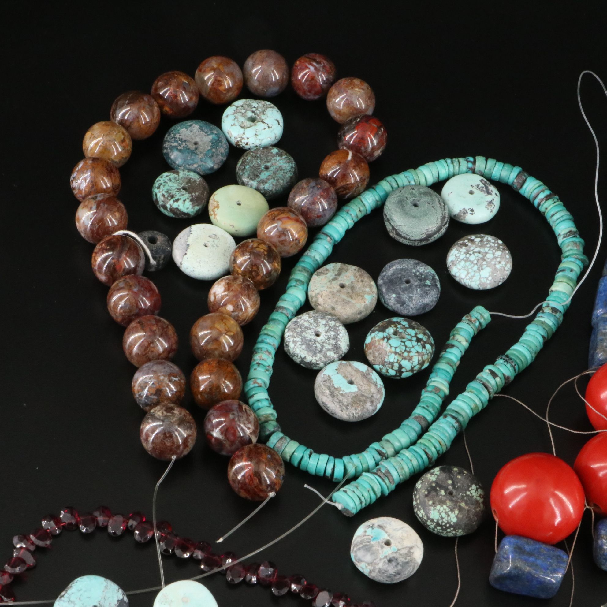 Turquoise, Jasper and Lapis Lazuli Featured in Beads and Hanks