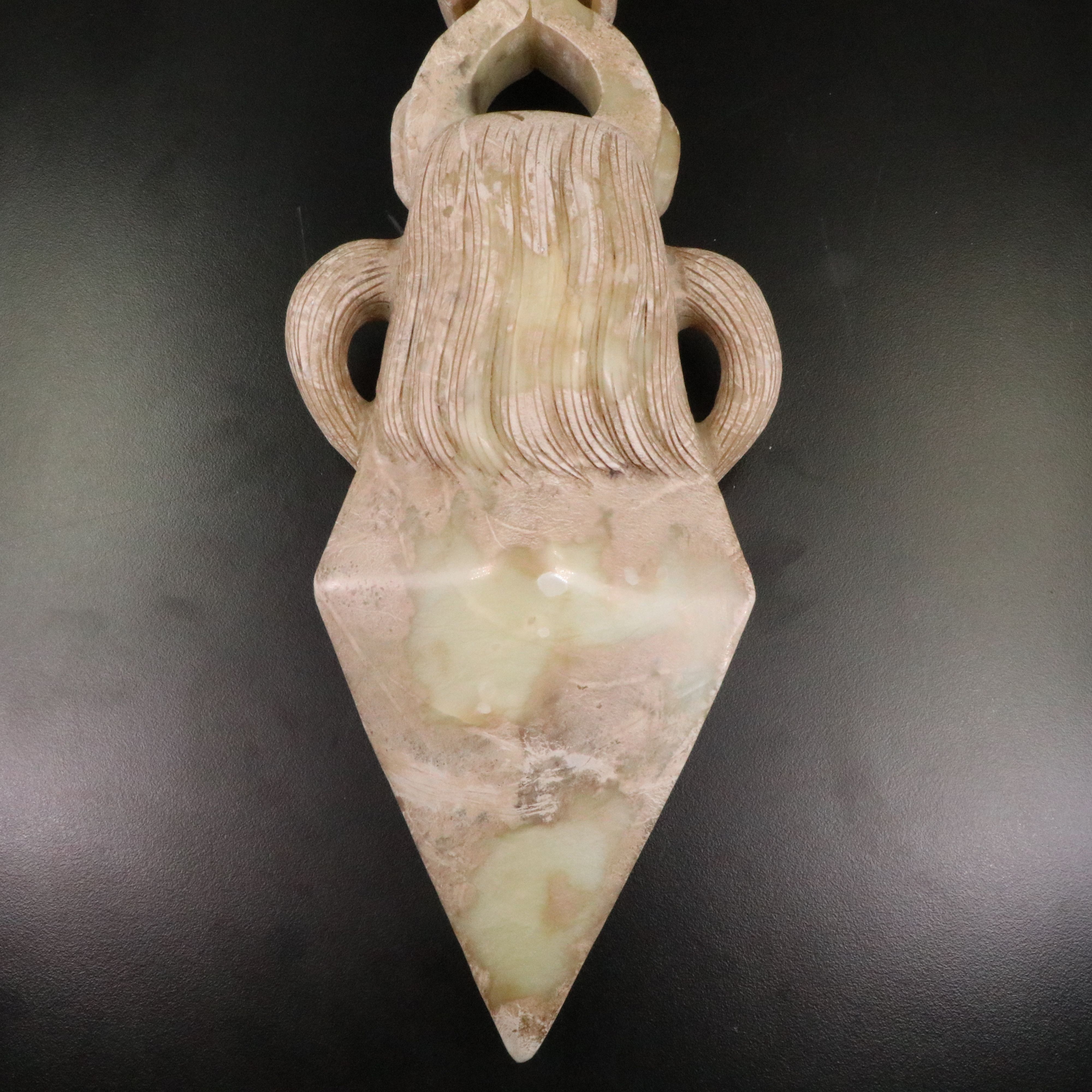 Tibetan Carved Serpentine Ritual Phurba Dagger