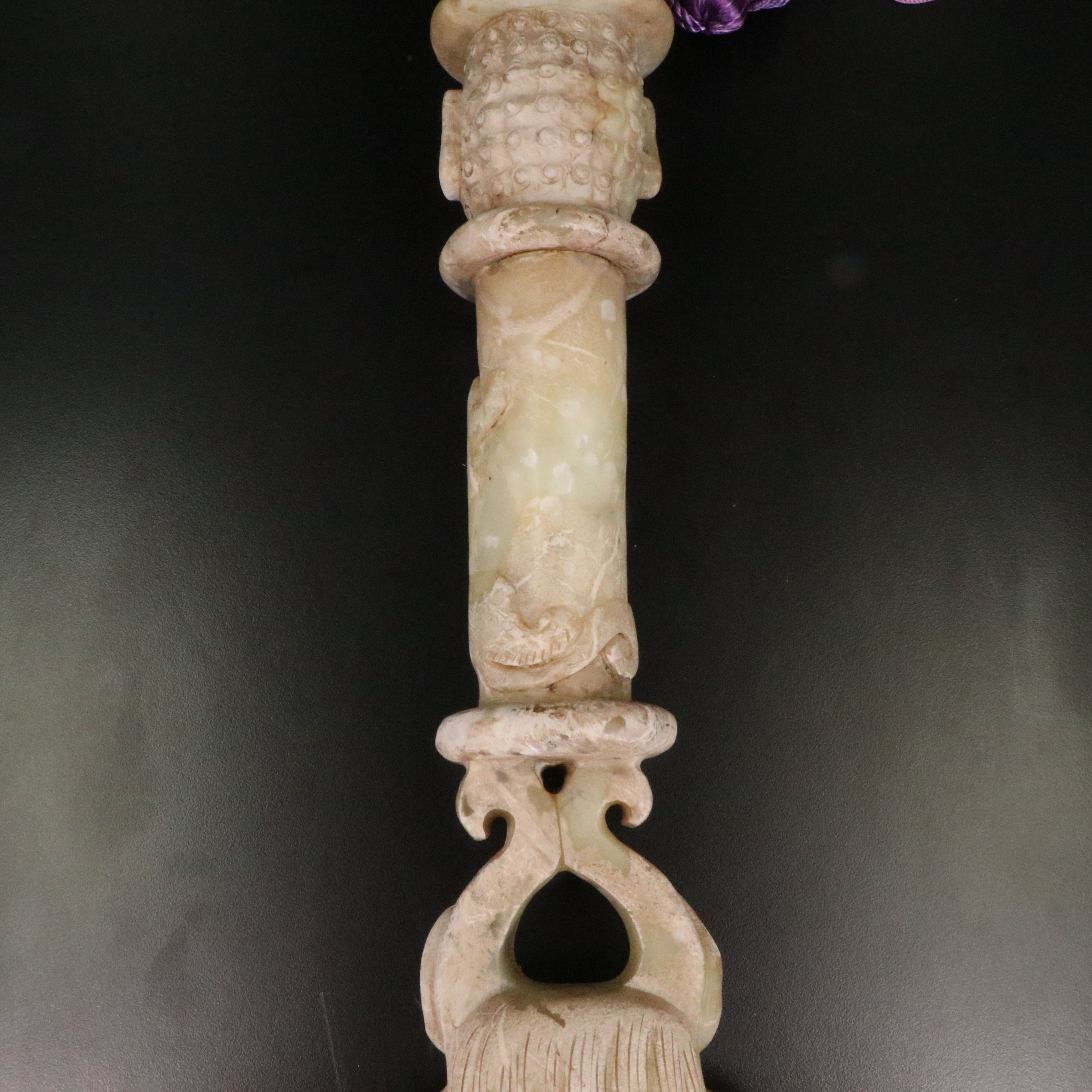 Tibetan Carved Serpentine Ritual Phurba Dagger