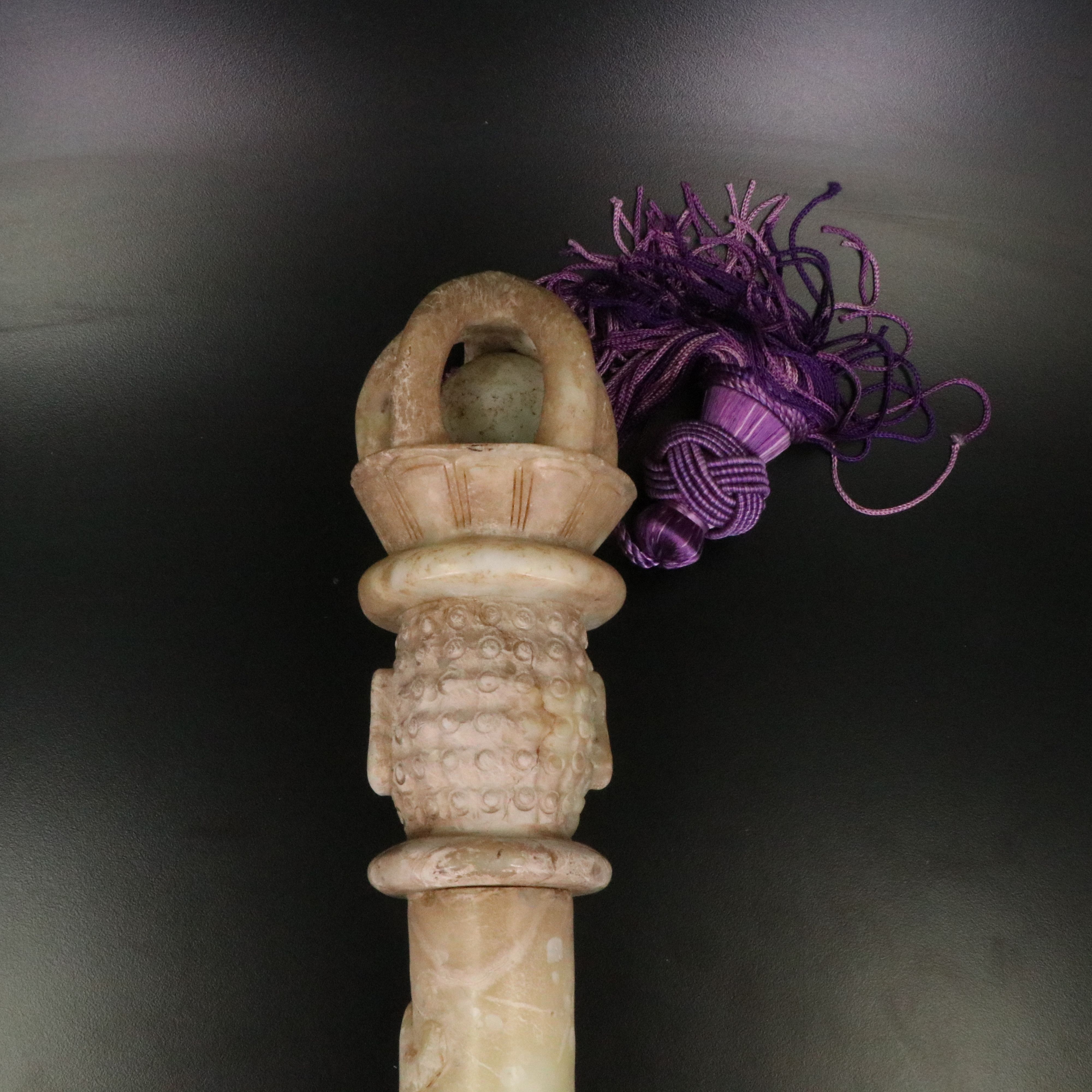 Tibetan Carved Serpentine Ritual Phurba Dagger