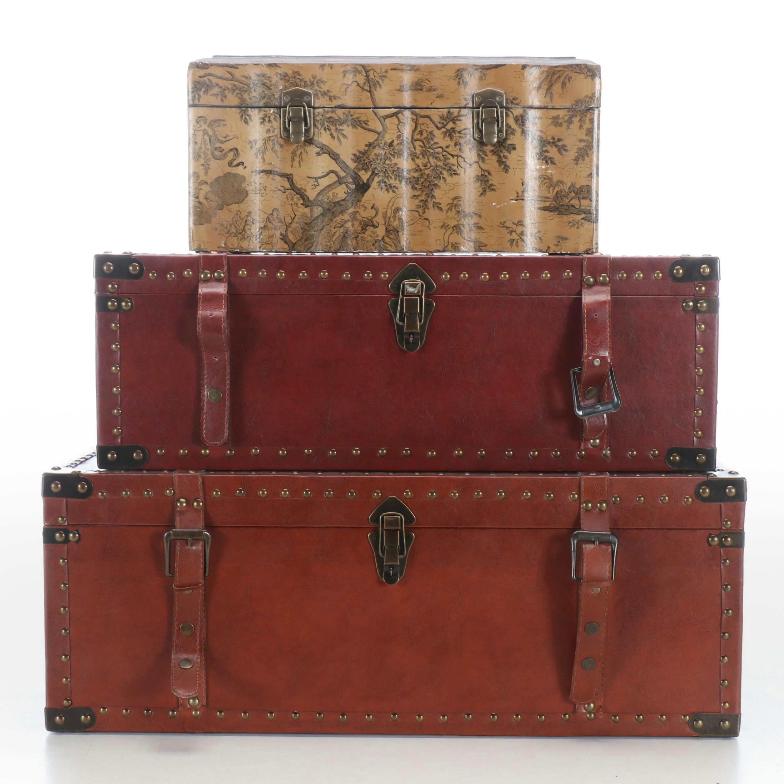 Faux Leather and Decoupage Trunks