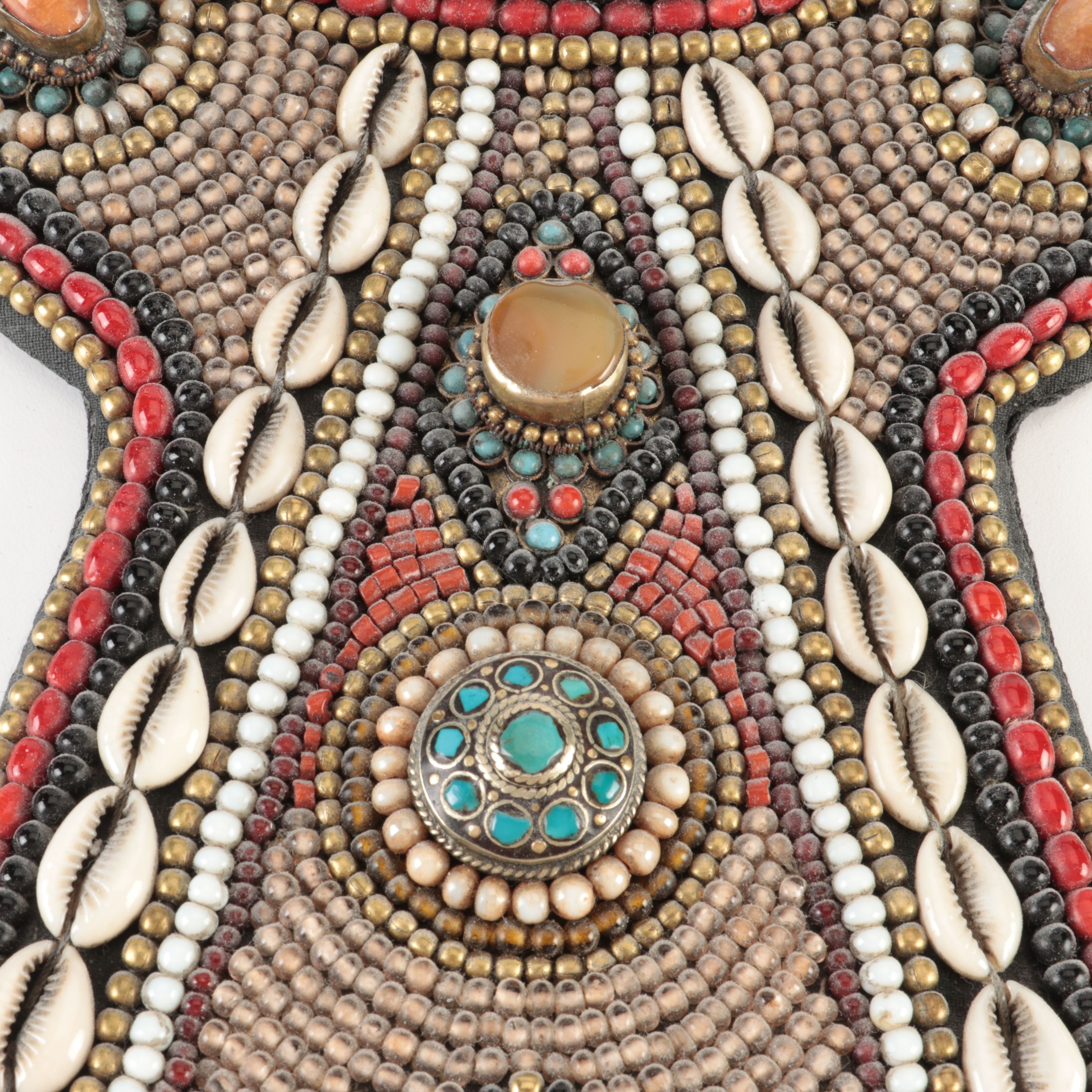 Tibetan Shell and Beaded Bib Collar