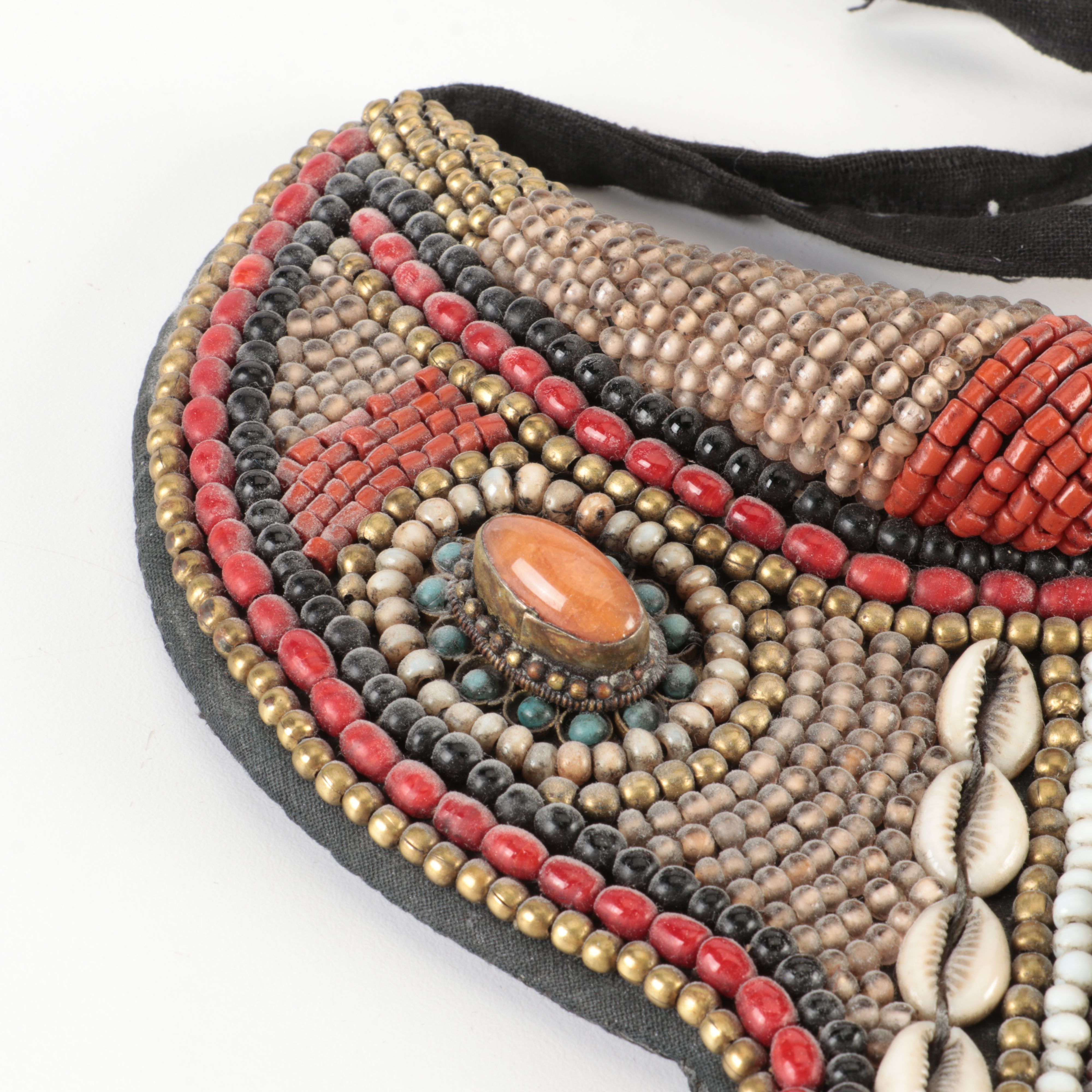 Tibetan Shell and Beaded Bib Collar