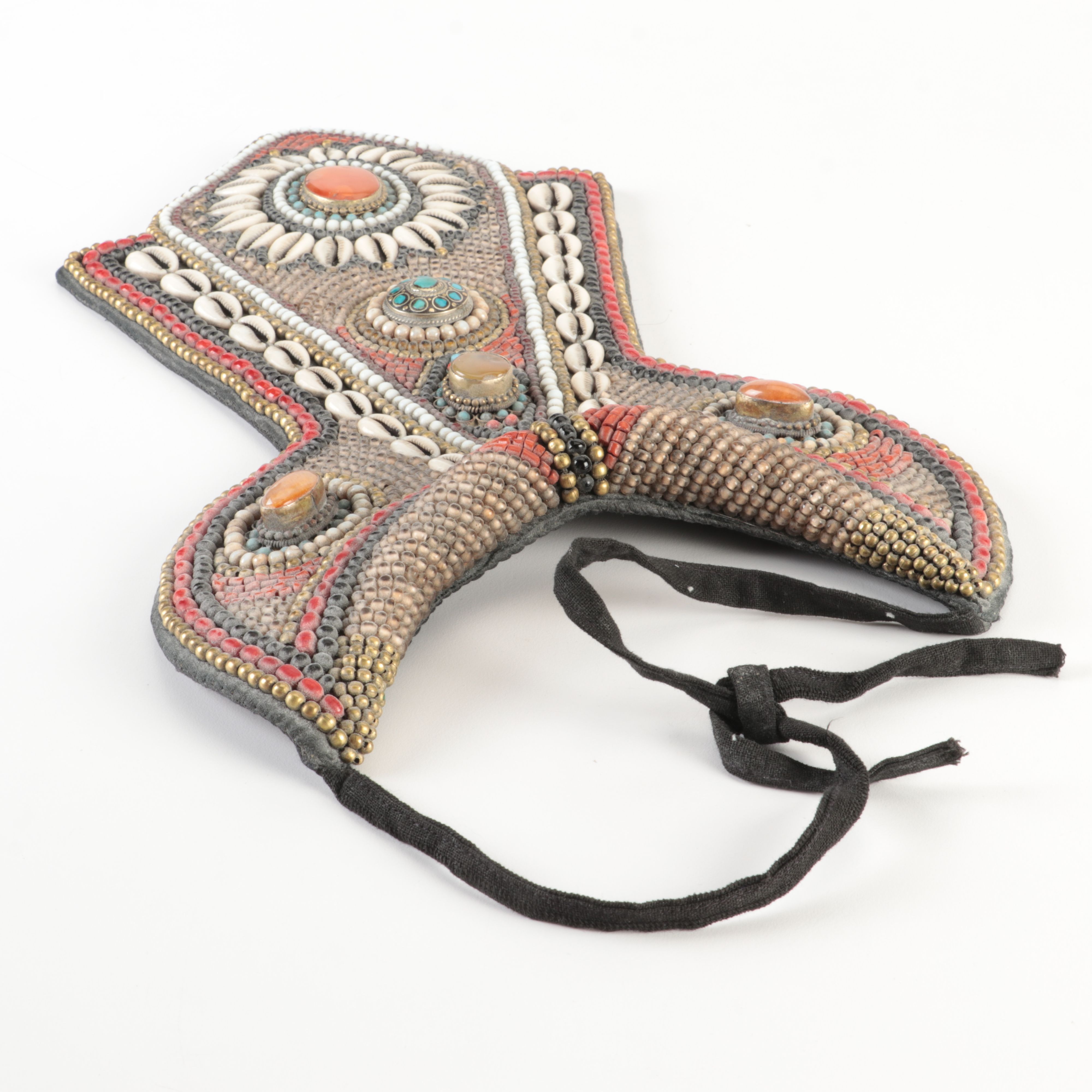 Tibetan Shell and Beaded Bib Collar