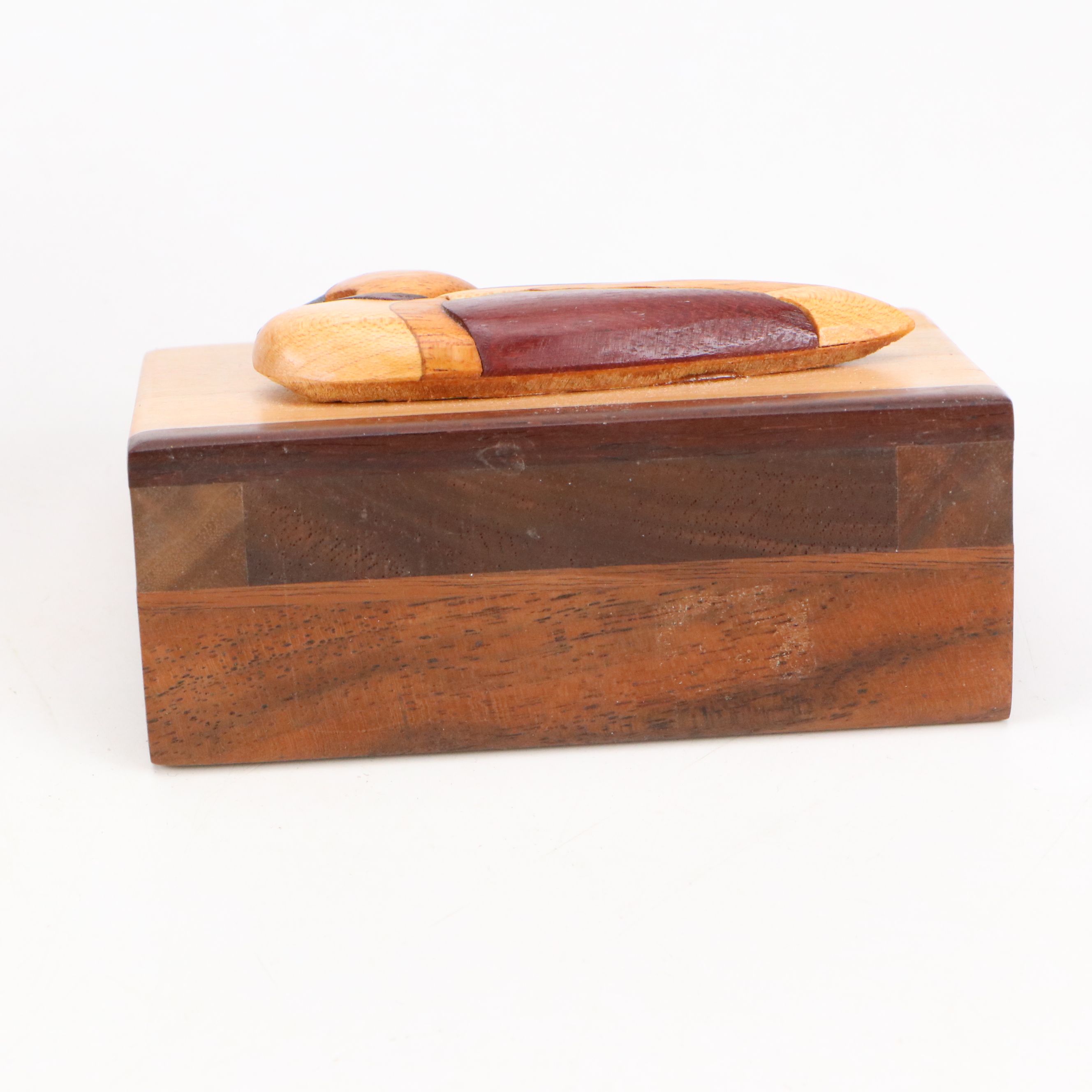 The Woodcarver Duck Box with Carved Wooden Duck Pen Holder