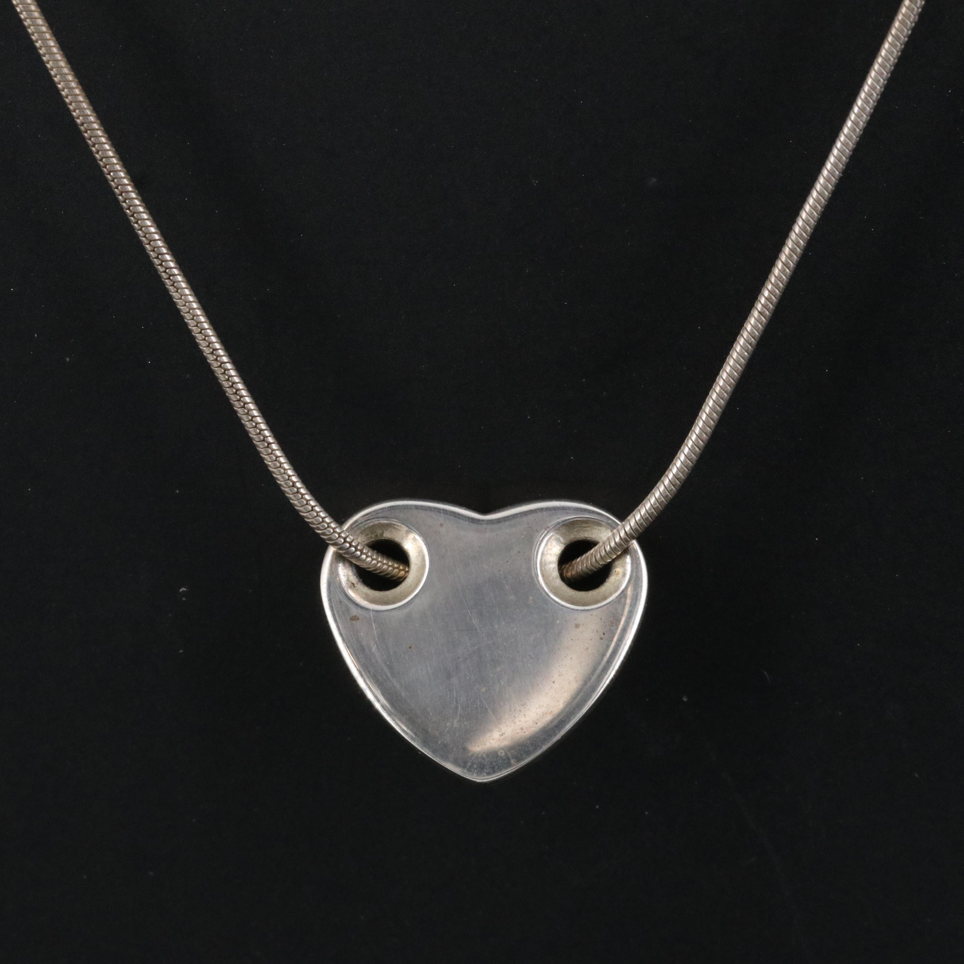 Tiffany & Co. Sterling Sliding Heart Pendant Necklace