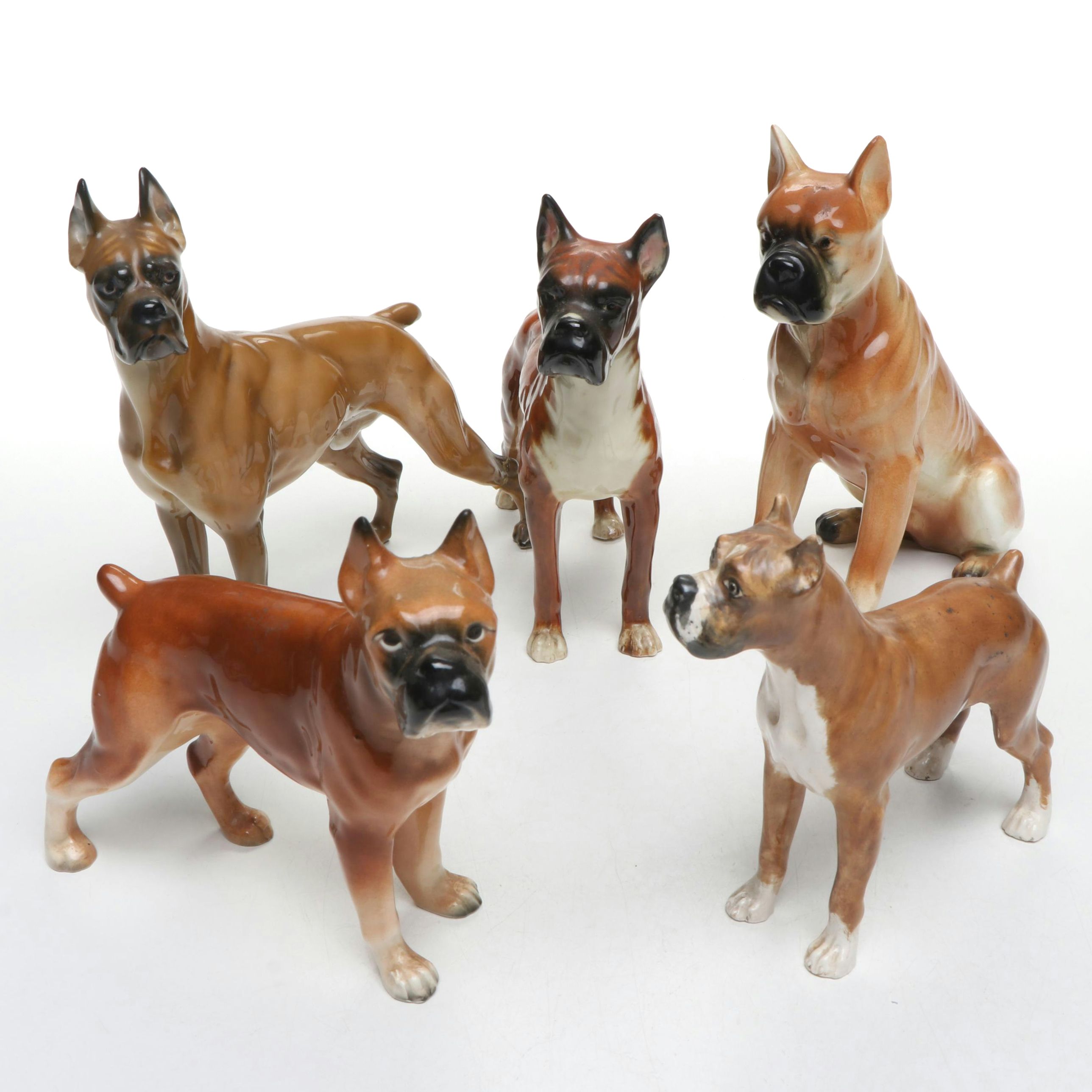 Goebel, Rosenthal and Other Porcelain Boxer Dog Figurines