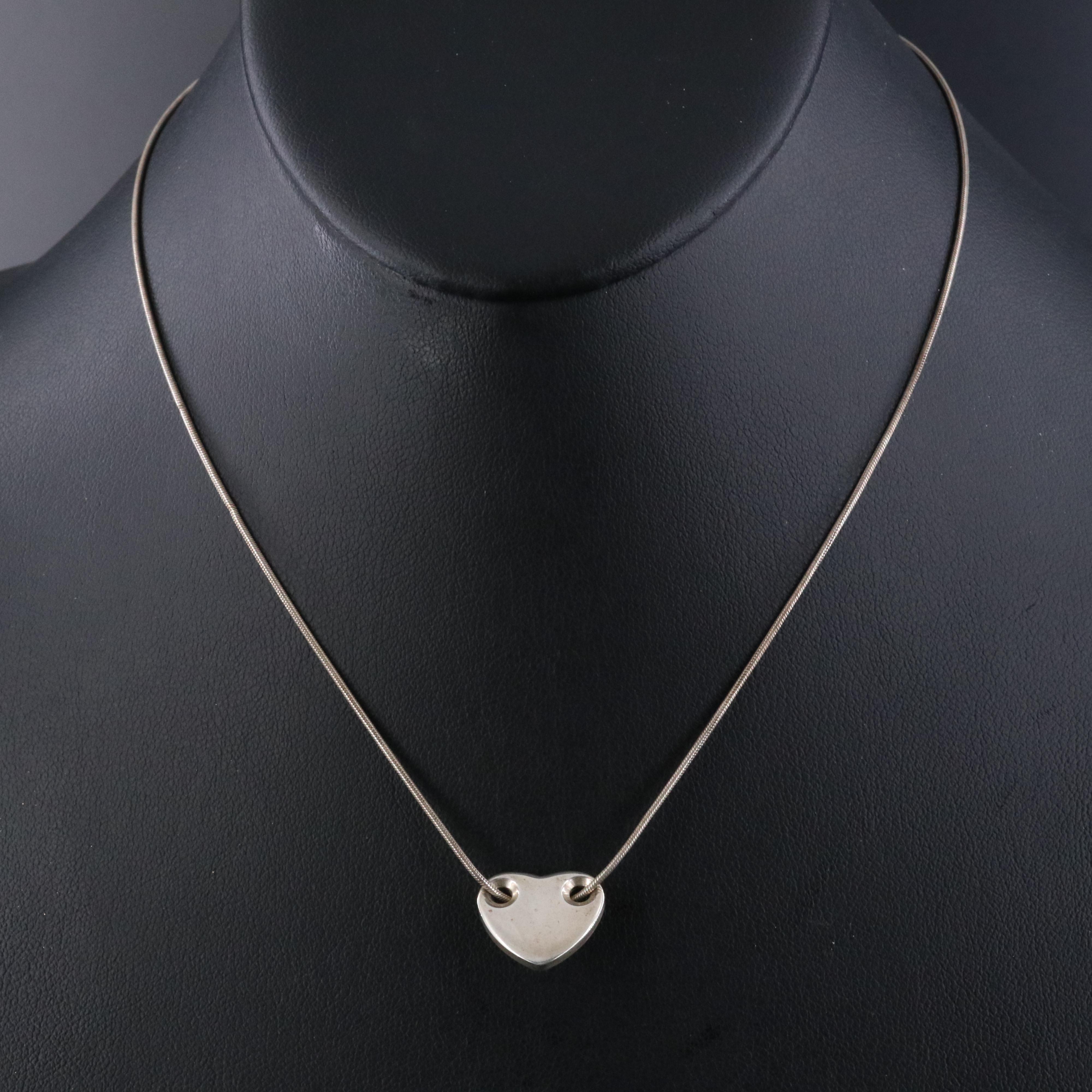 Tiffany & Co. Sterling Sliding Heart Pendant Necklace