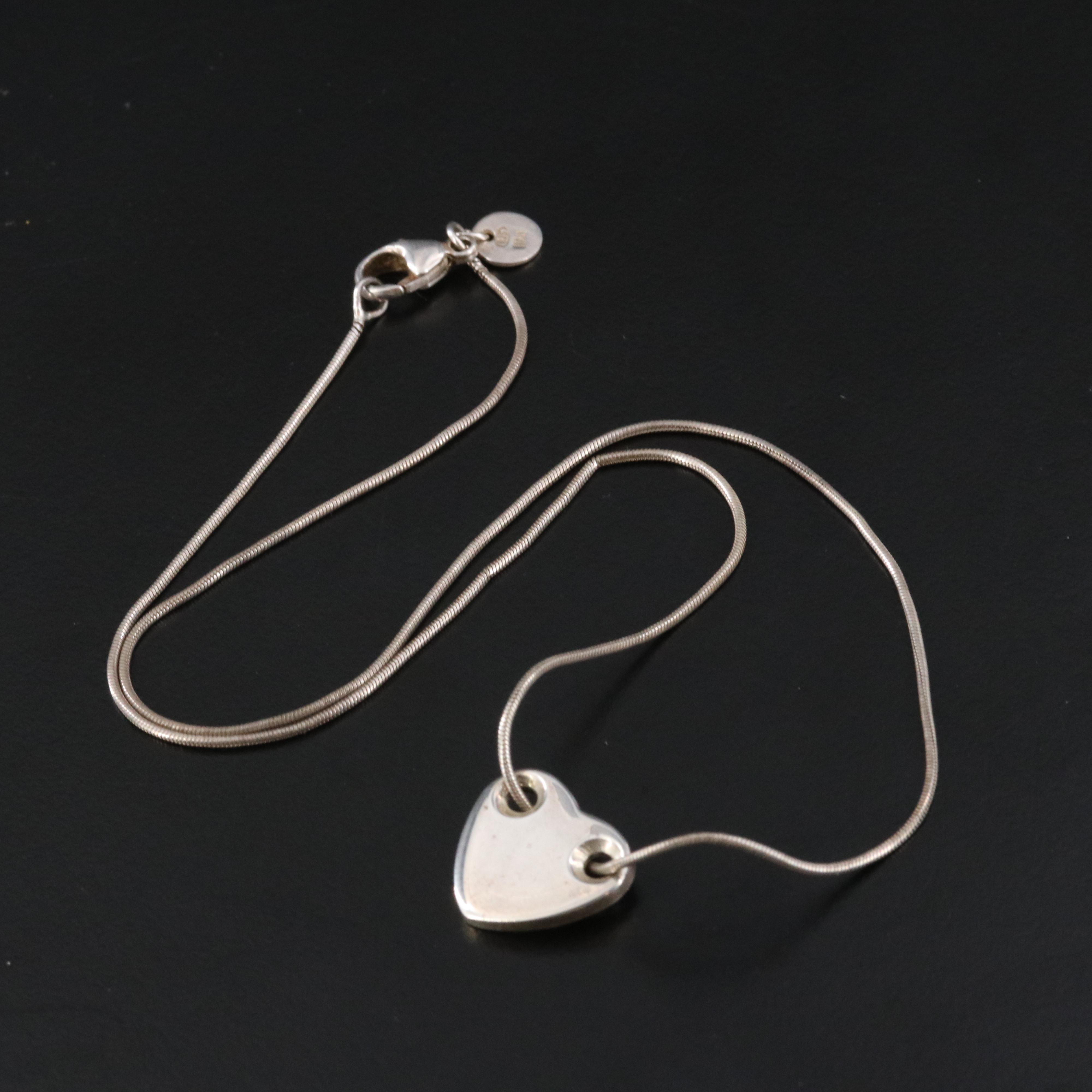 Tiffany & Co. Sterling Sliding Heart Pendant Necklace