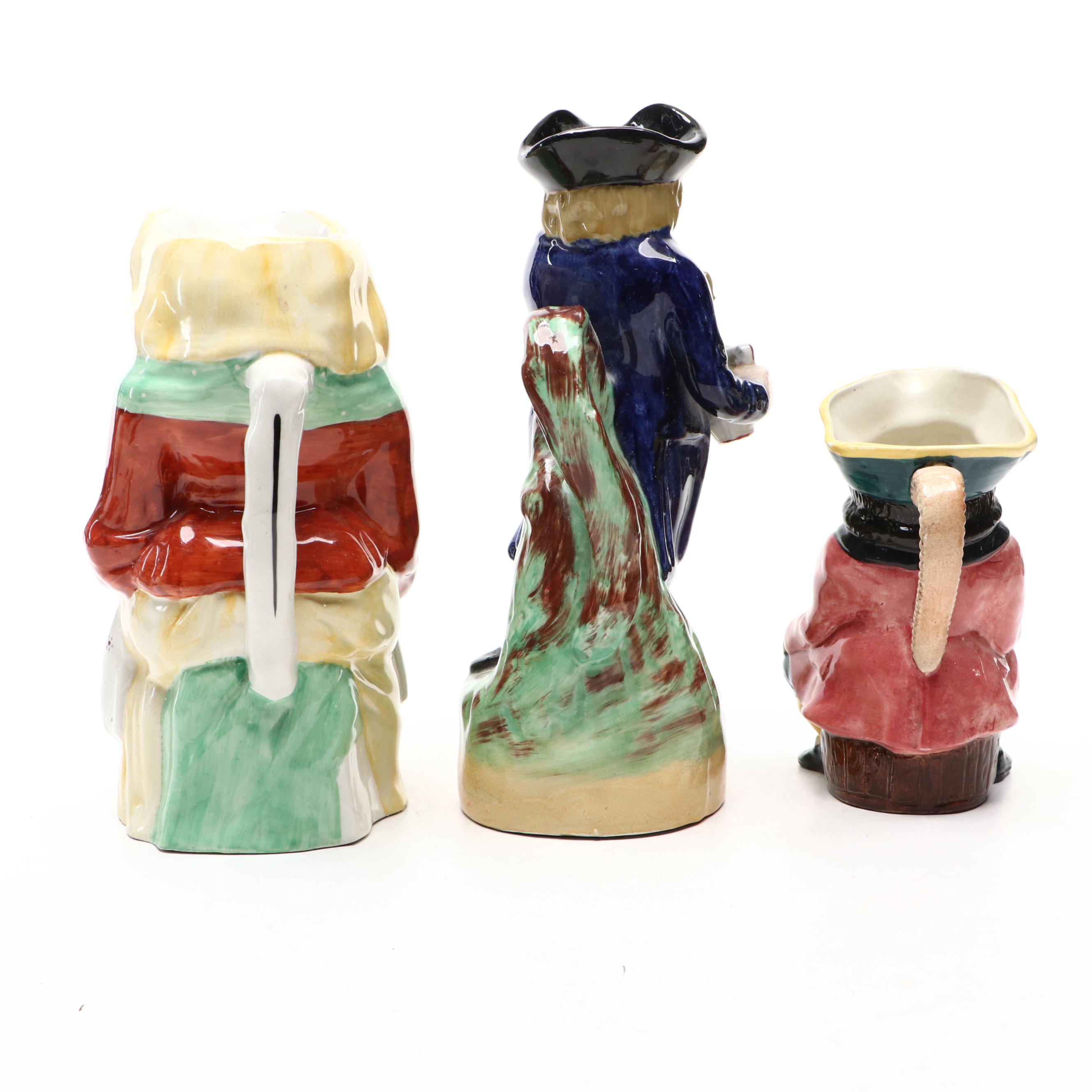 Staffordshire Ware, Sterling with Other English Ceramic Character Jugs