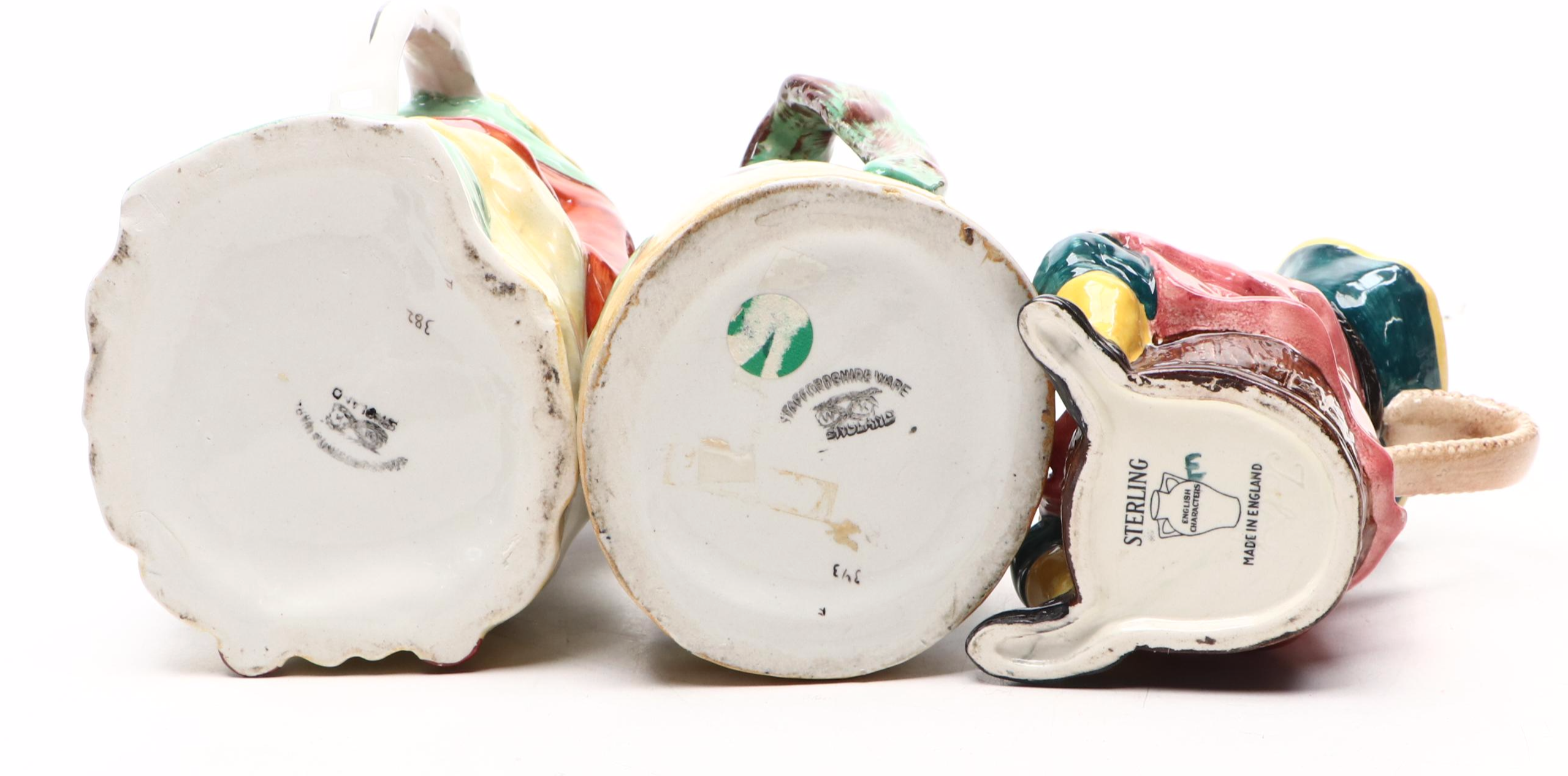 Staffordshire Ware, Sterling with Other English Ceramic Character Jugs