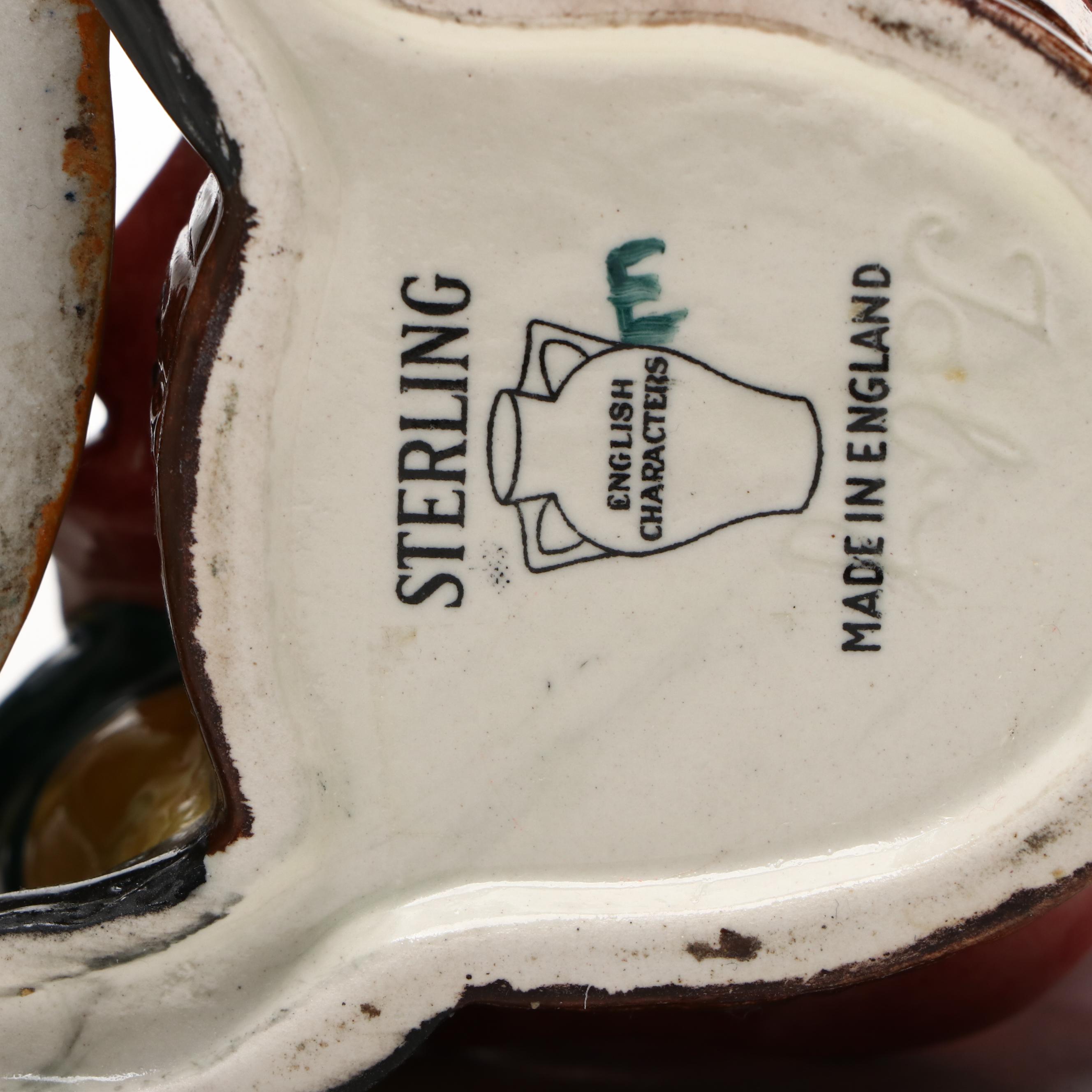 Staffordshire Ware, Sterling with Other English Ceramic Character Jugs