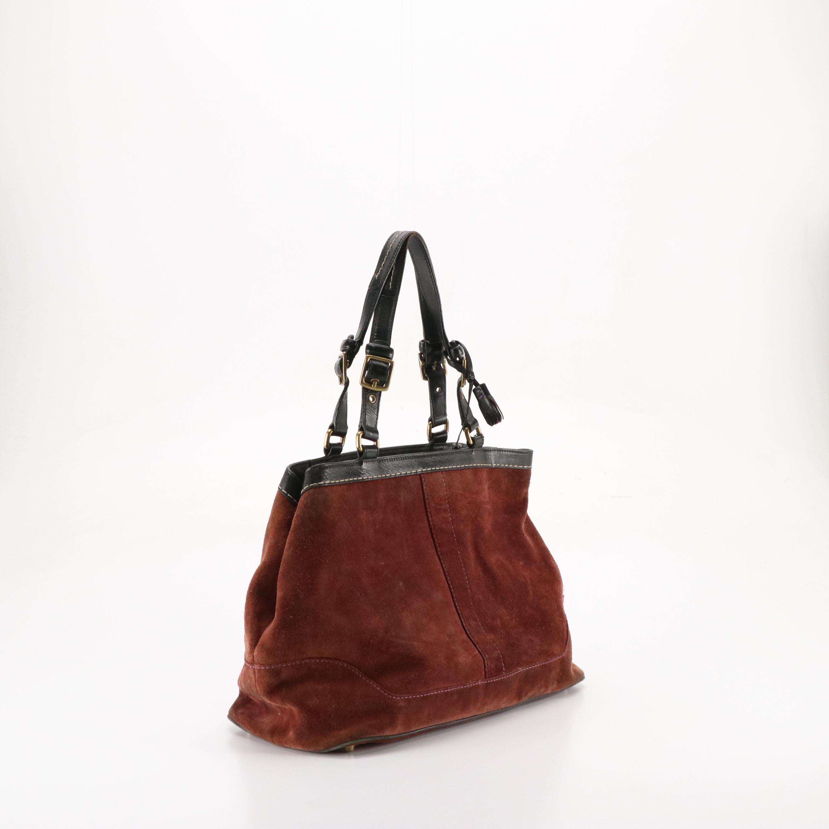 Coach Top-Stitched Suede Shoulder Bag & Asbury Vintage Patent Leather Frame Bag
