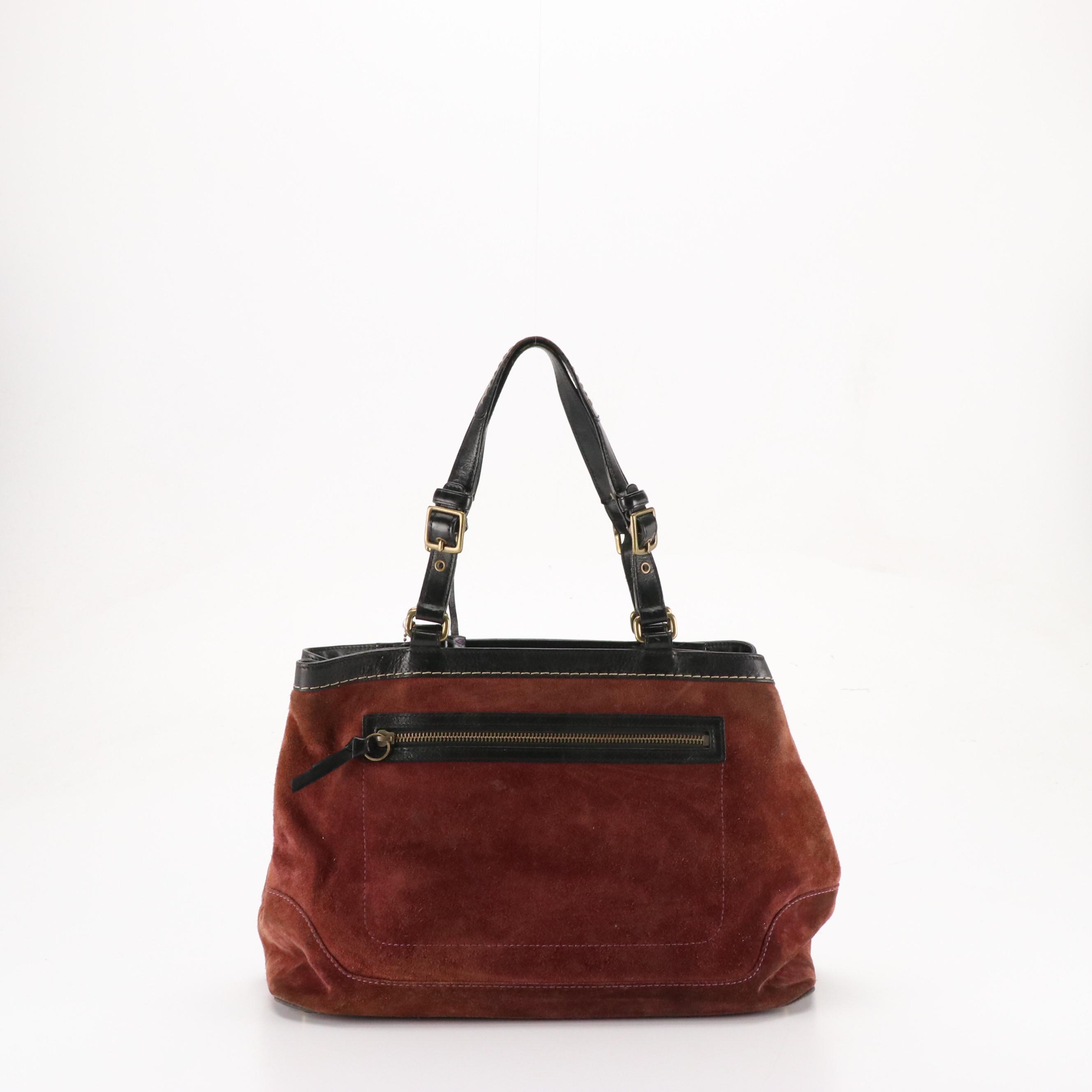Coach Top-Stitched Suede Shoulder Bag & Asbury Vintage Patent Leather Frame Bag