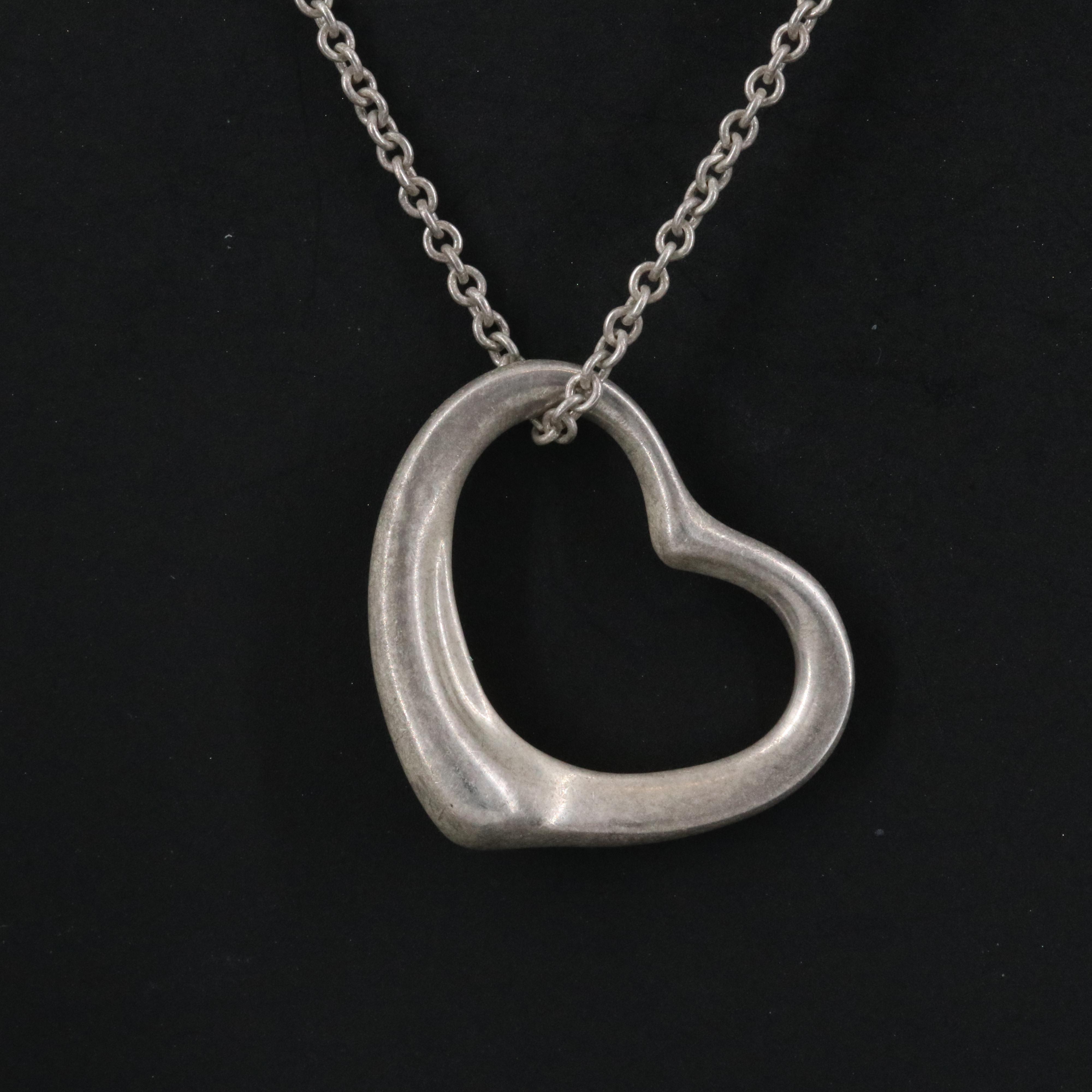 Elsa Peretti for Tiffany & Co. Open Heart Sterling Pendant Necklace