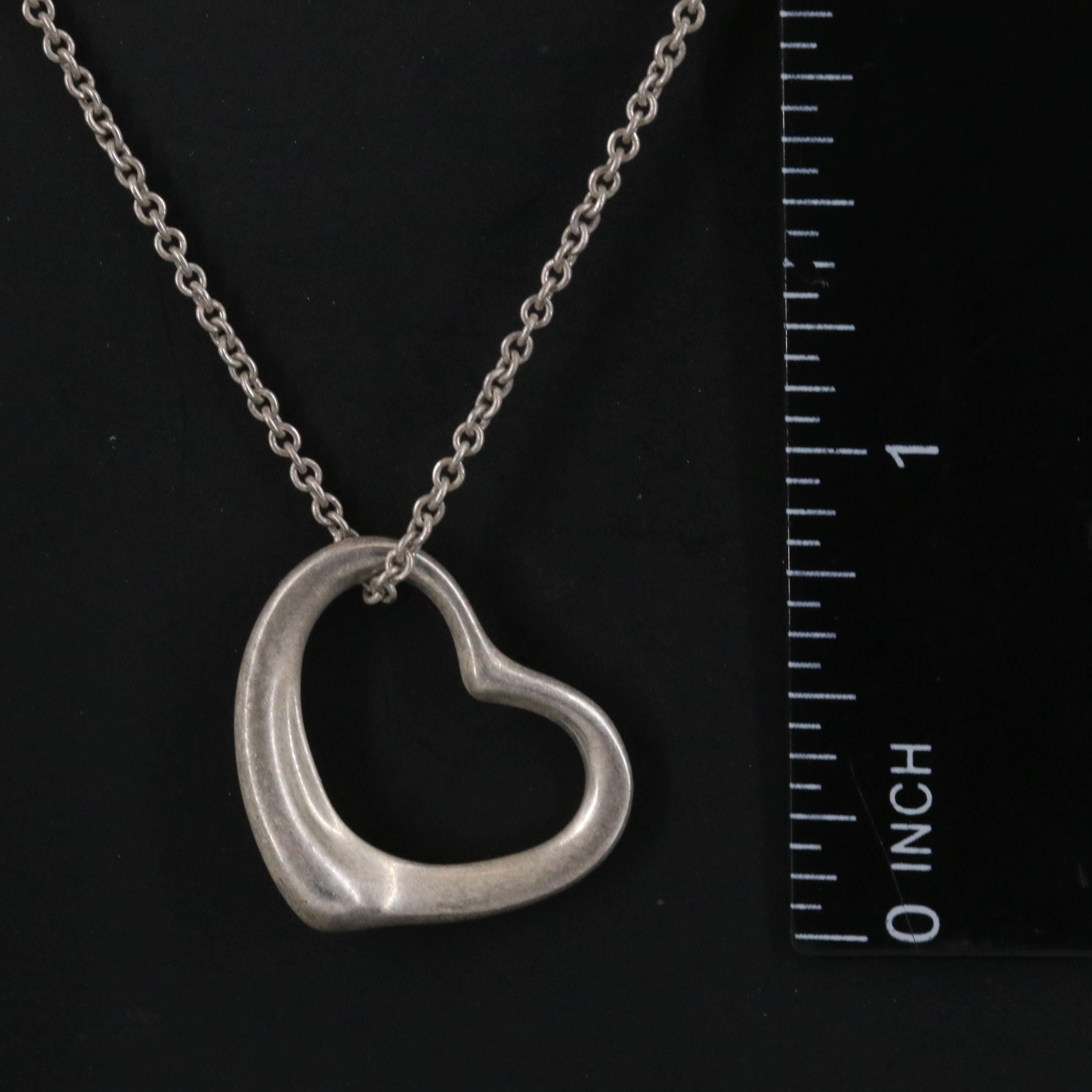 Elsa Peretti for Tiffany & Co. Open Heart Sterling Pendant Necklace