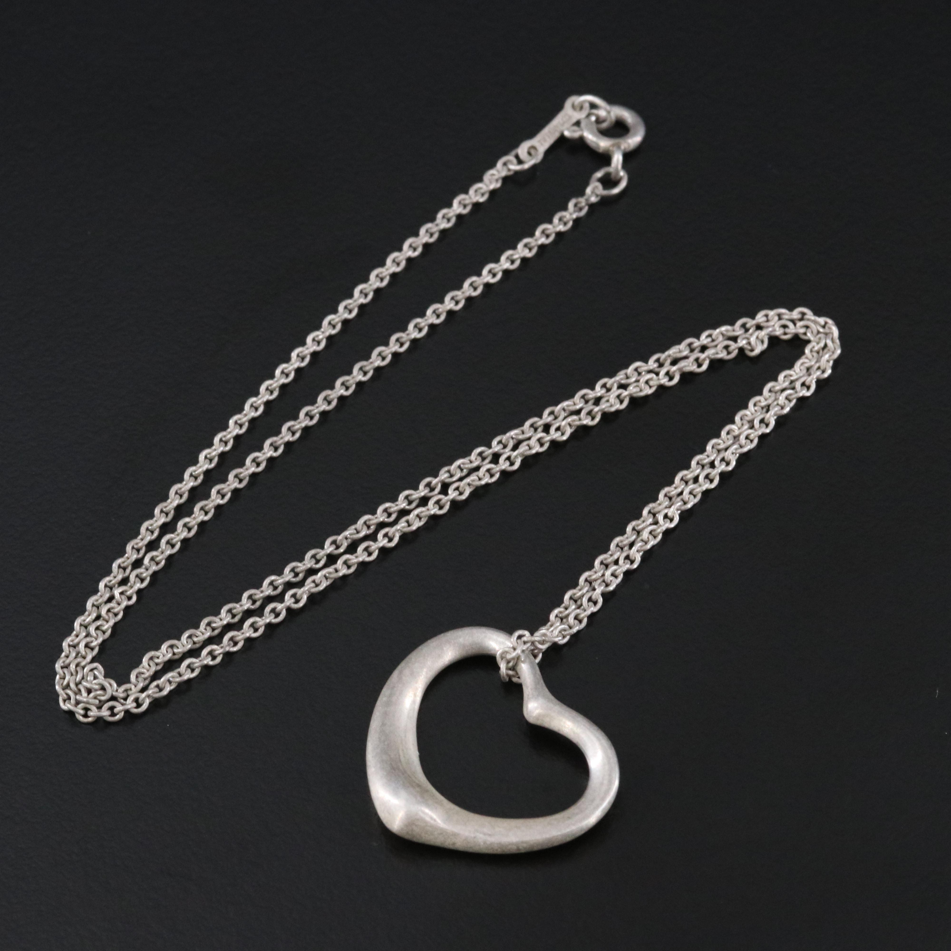 Elsa Peretti for Tiffany & Co. Open Heart Sterling Pendant Necklace
