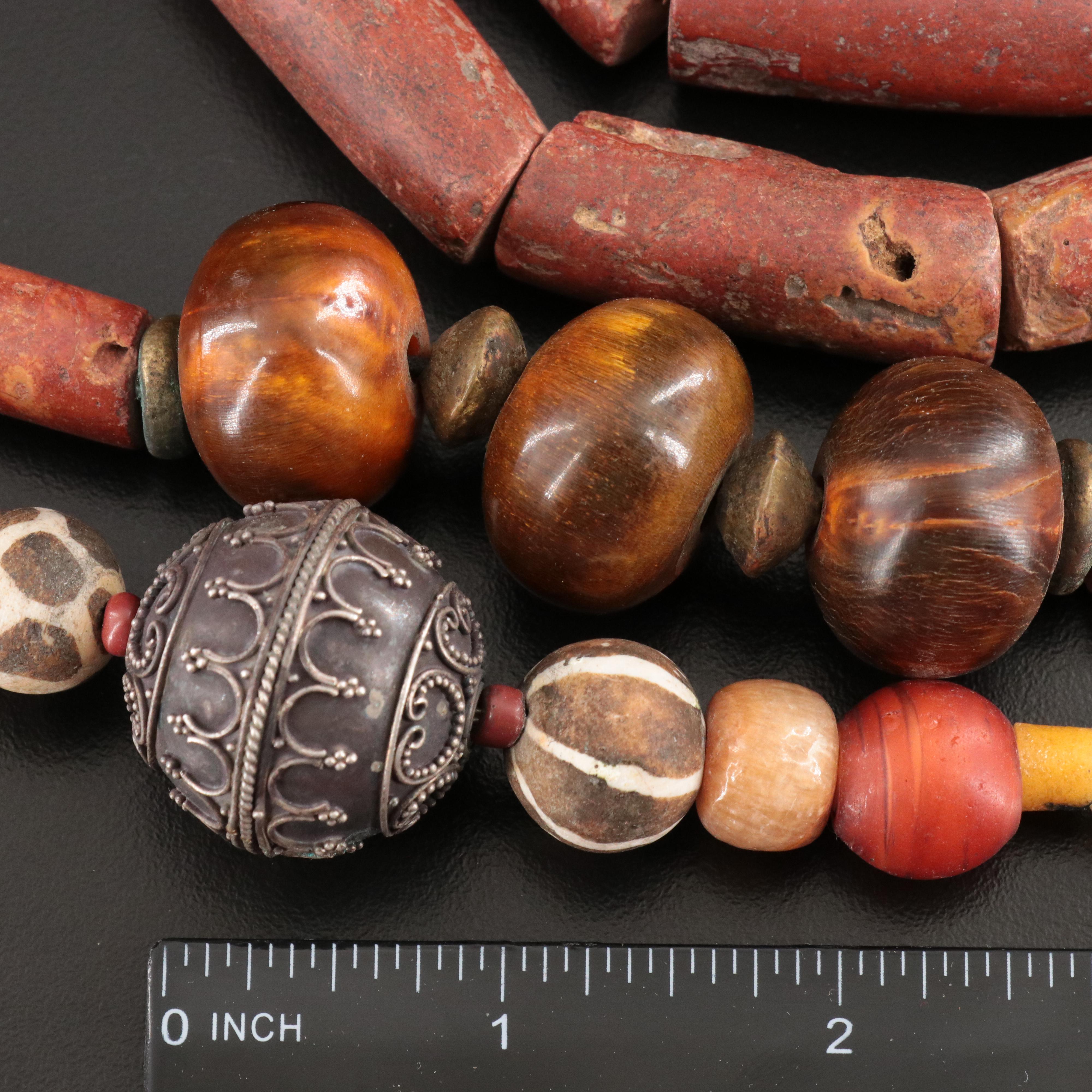 African Brass Crosses, Carnelian and Sterling Featured in Necklaces and Beads