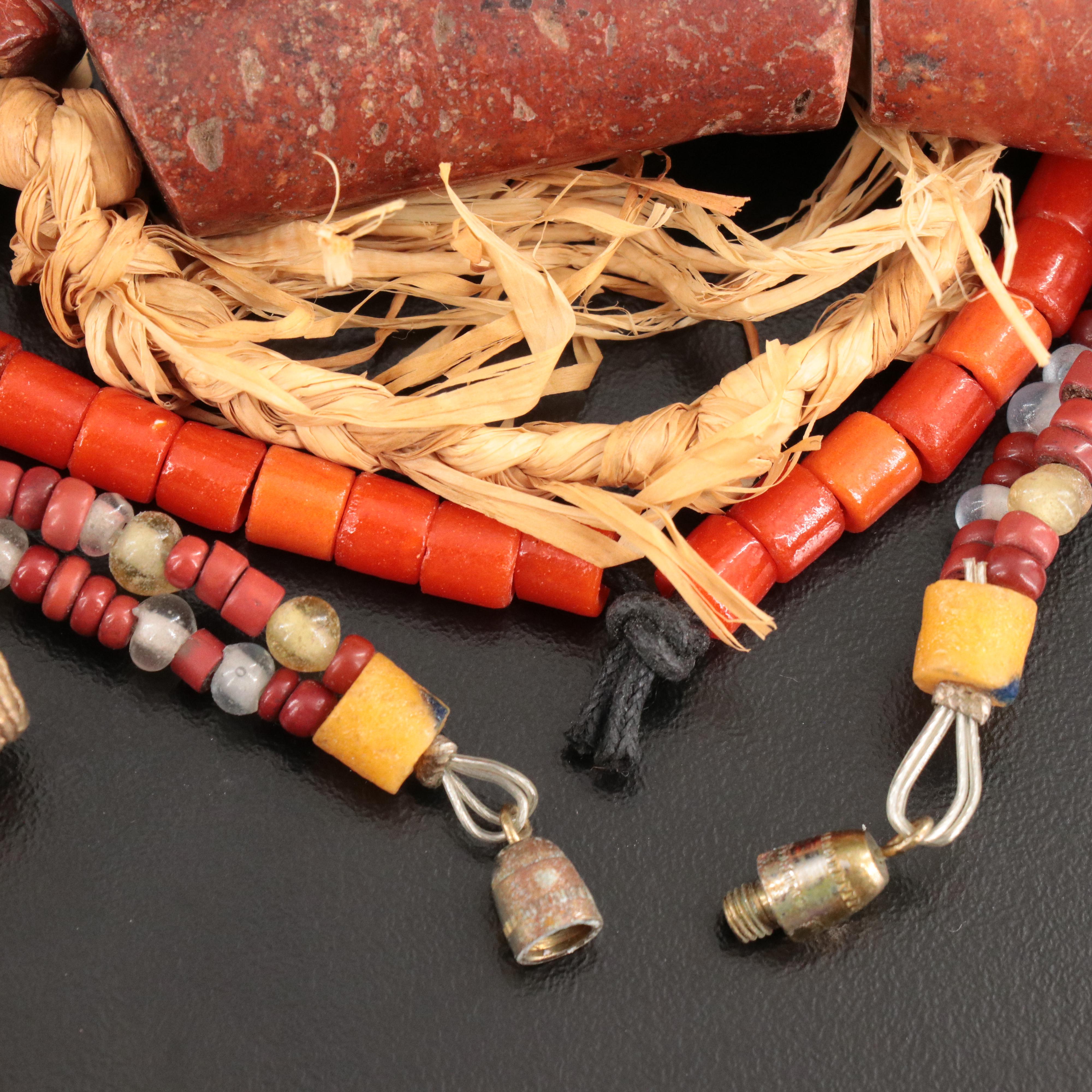 African Brass Crosses, Carnelian and Sterling Featured in Necklaces and Beads
