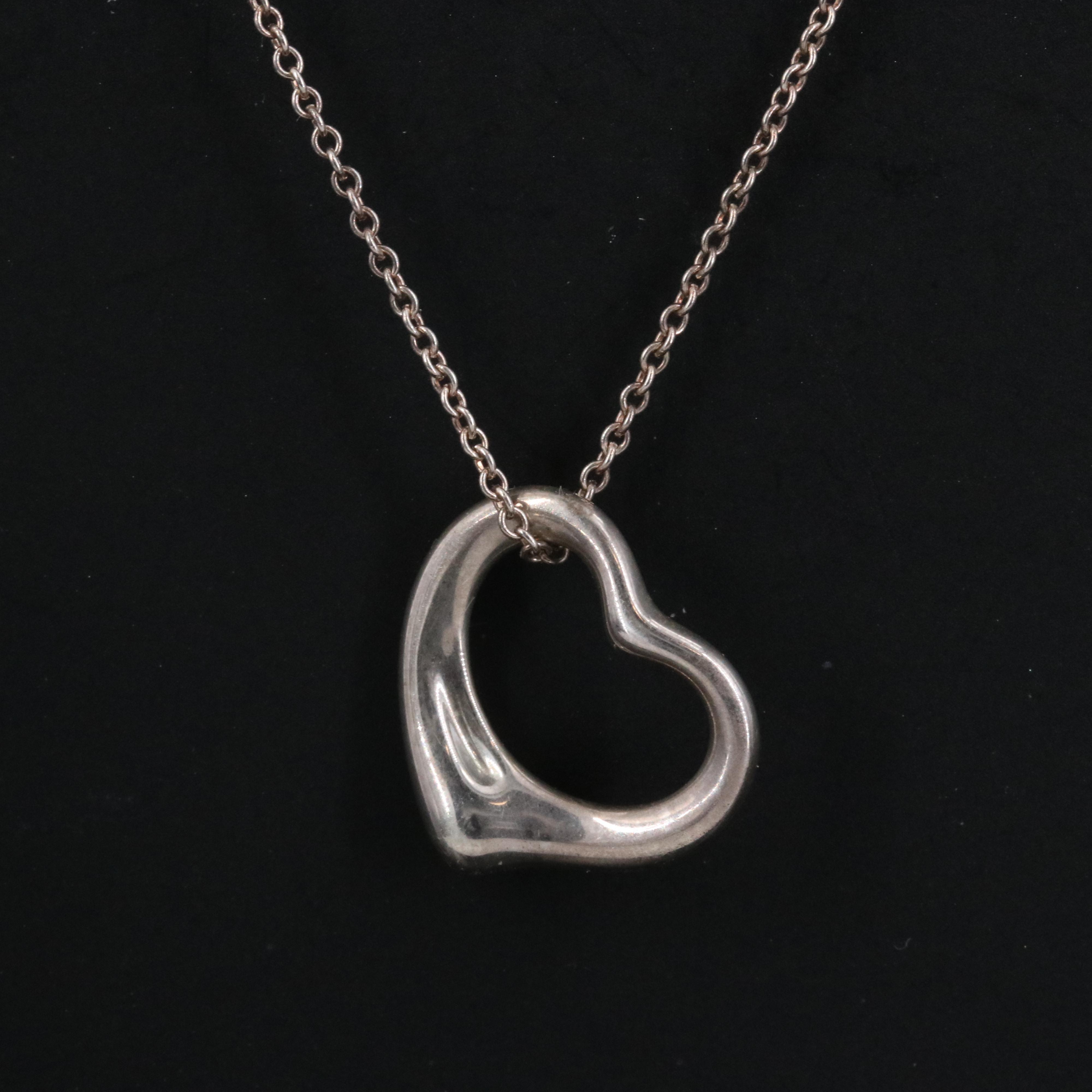 Elsa Peretti for Tiffany & Co. Open Heart Sterling Pendant Necklace