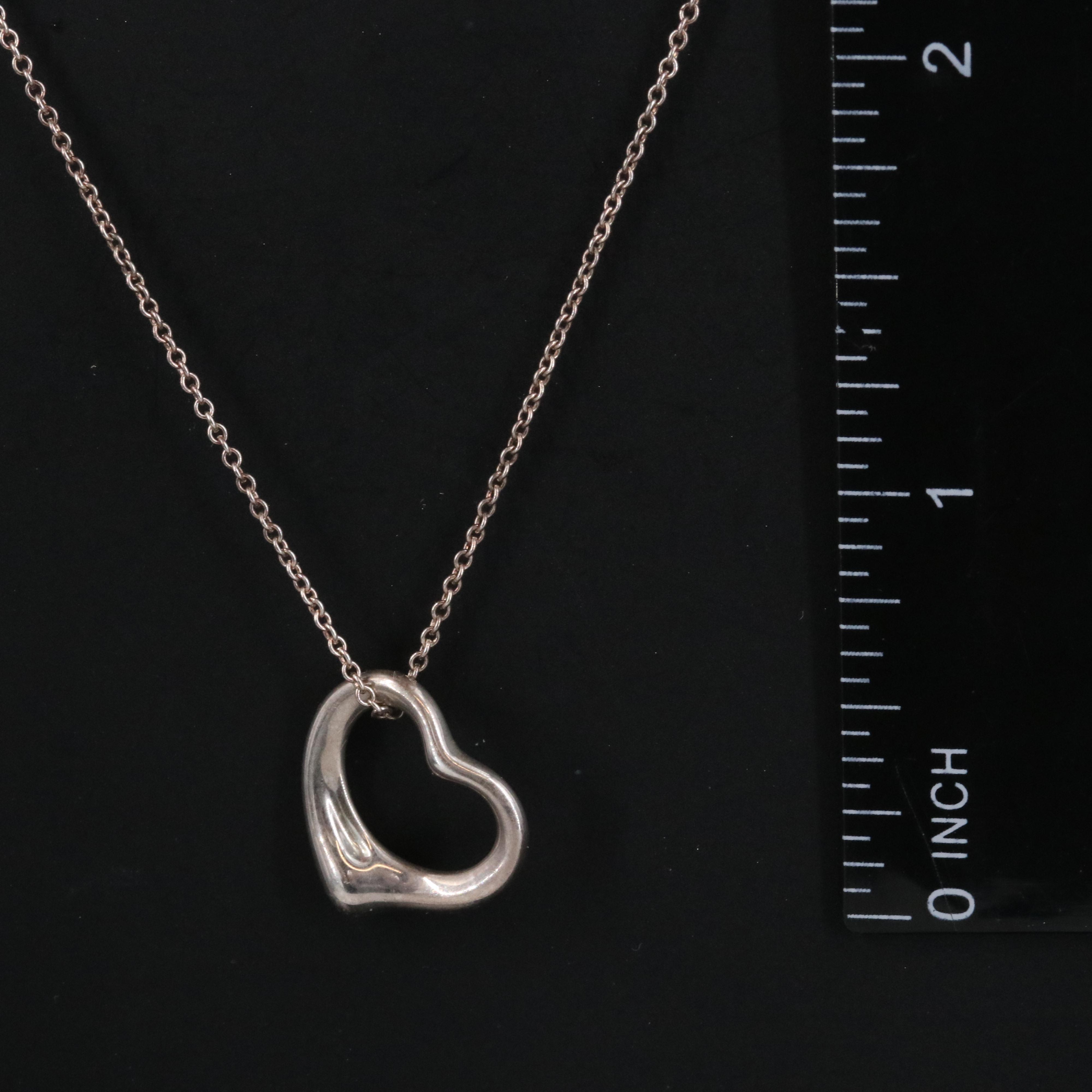 Elsa Peretti for Tiffany & Co. Open Heart Sterling Pendant Necklace