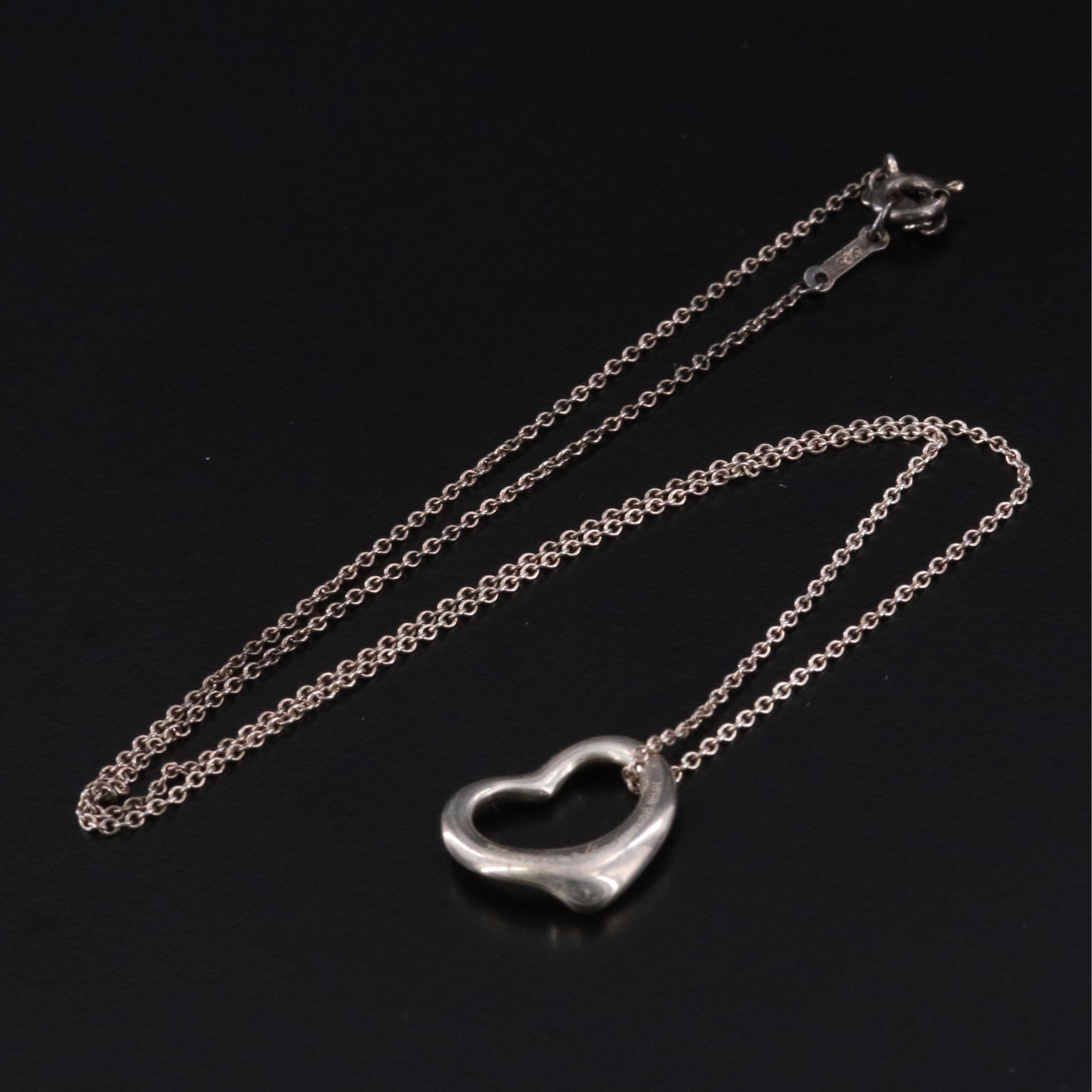 Elsa Peretti for Tiffany & Co. Open Heart Sterling Pendant Necklace