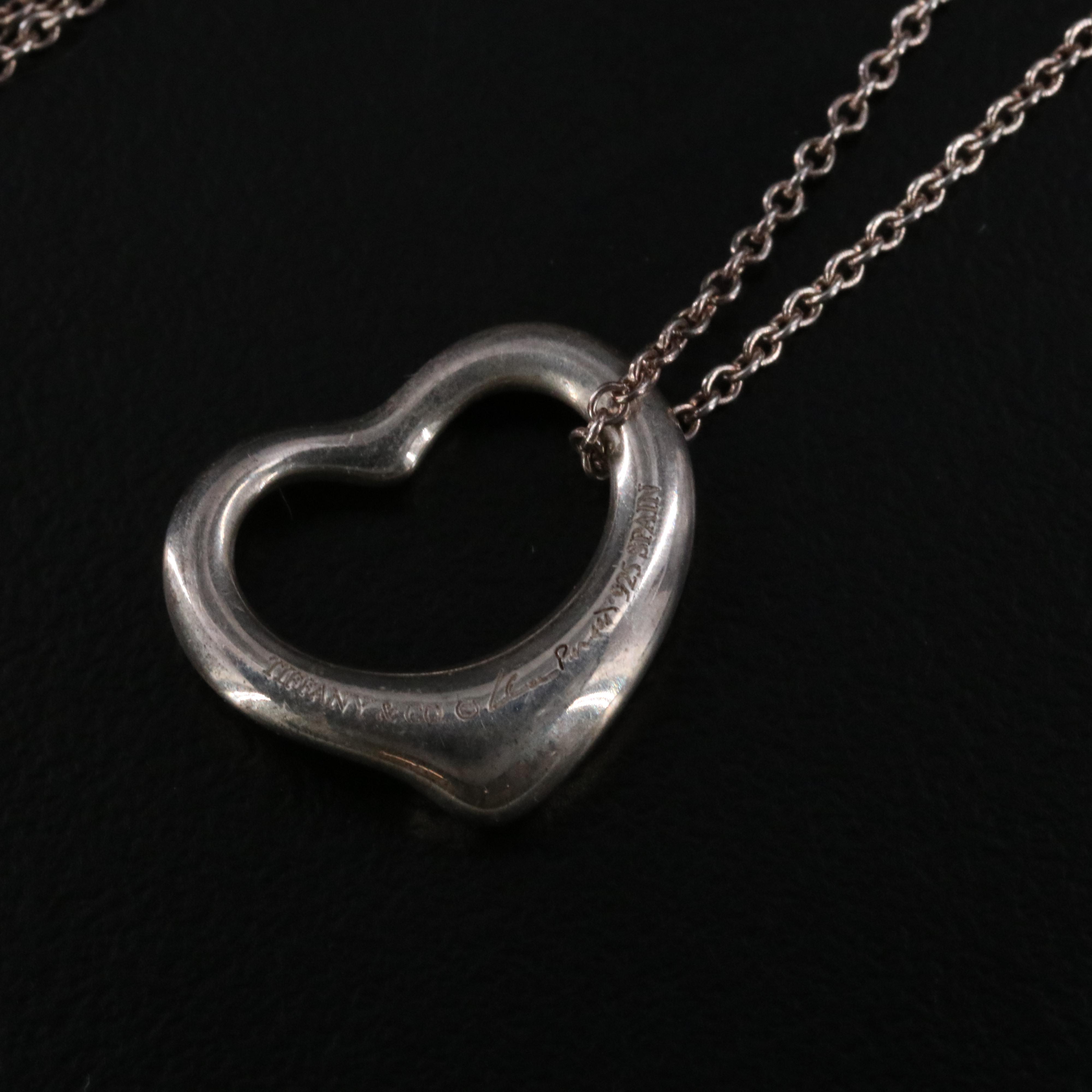 Elsa Peretti for Tiffany & Co. Open Heart Sterling Pendant Necklace